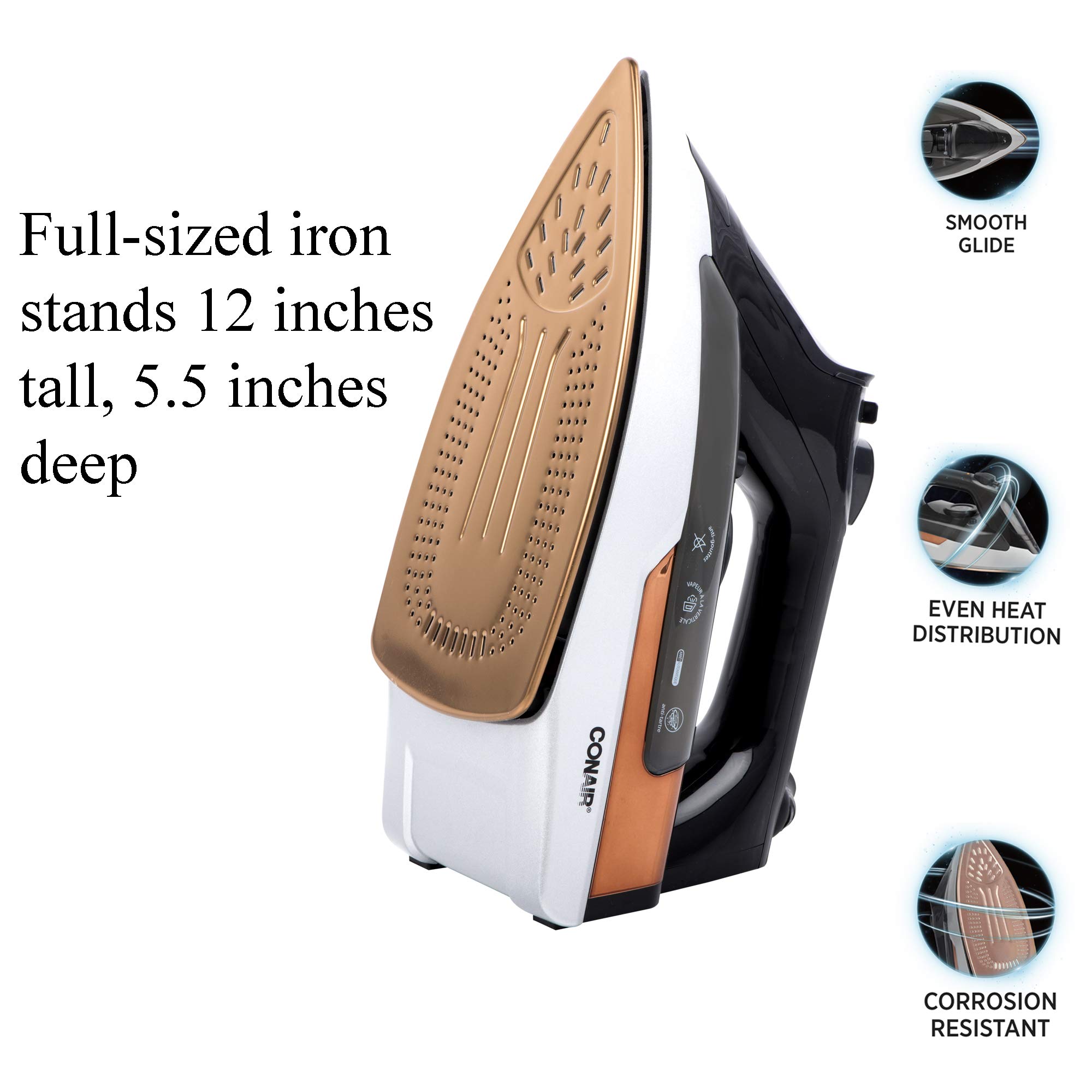 Conair ExtremeSteam 1875 Watt Professional Steam Iron for Clothes - Powerful Garment Steamer for Home & Travel, Perfect for Wrinkles Removal on Shirts, Dresses & Suits