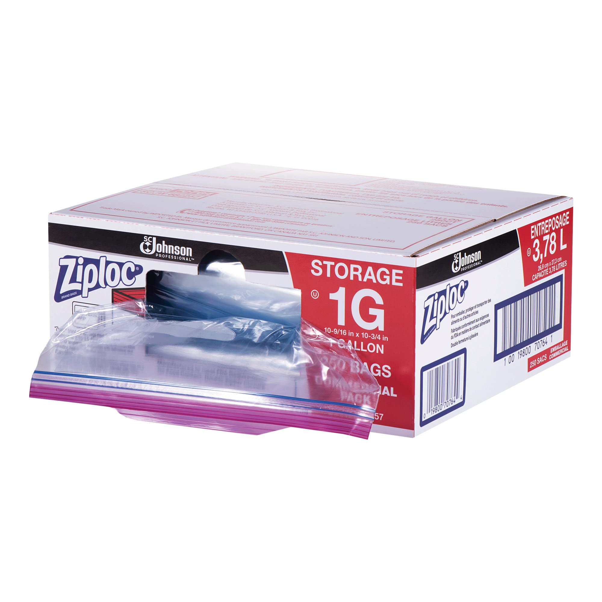 Ziploc® 1 Gallon Storage Bags - 250 Count Box | Heavy Duty Freezer Bags for Food Storage, Meal Prep & Organization | Airtight Seal for Freshness