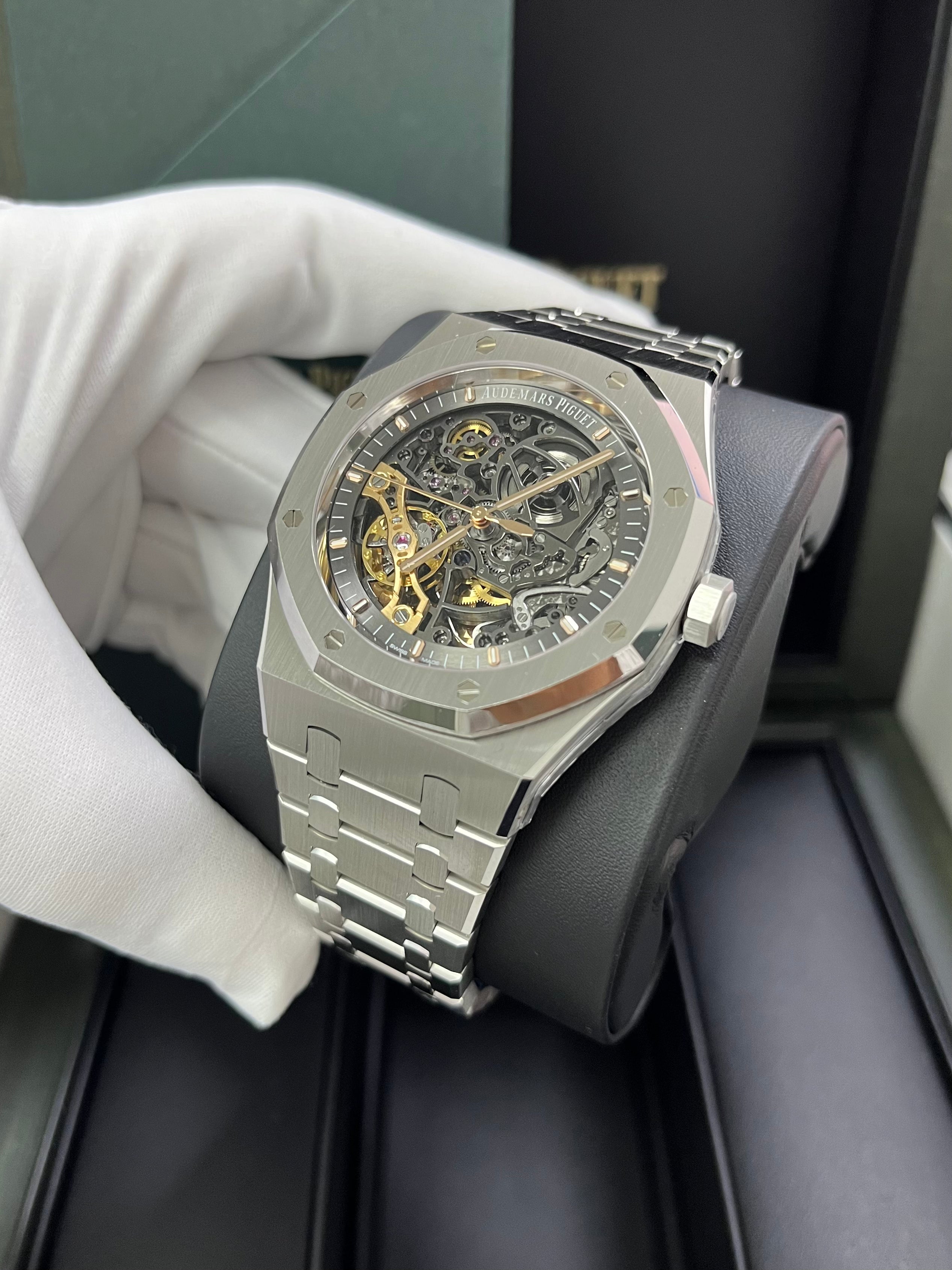 Audemars Piguet Royal Oak 15407ST.OO.1220ST.01 - Stainless Steel Skeleton Watch with Double Balance Wheel & Openwork Dial - Luxury Men's Timepiece for Business, Gala & Special Occasions