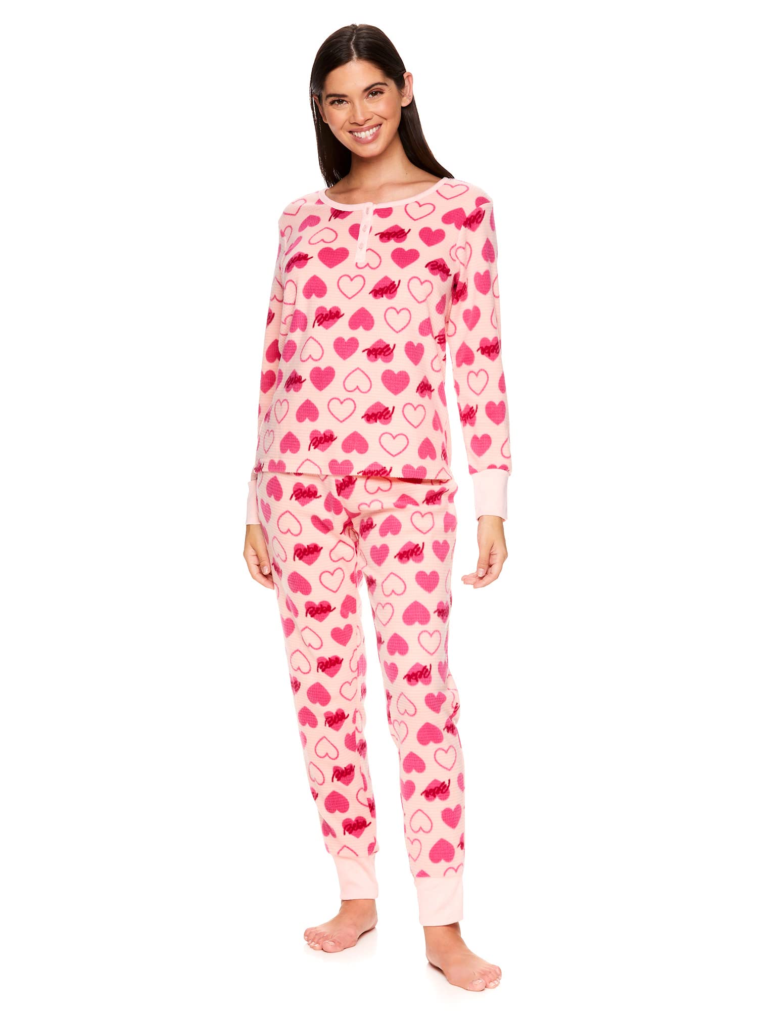 Bebe Women's Long Sleeve Shirt & Skinny Leg Pants Lounge Pajama Sleep Set - Soft Comfy Loungewear for Sleep, Relaxation & Home Wear