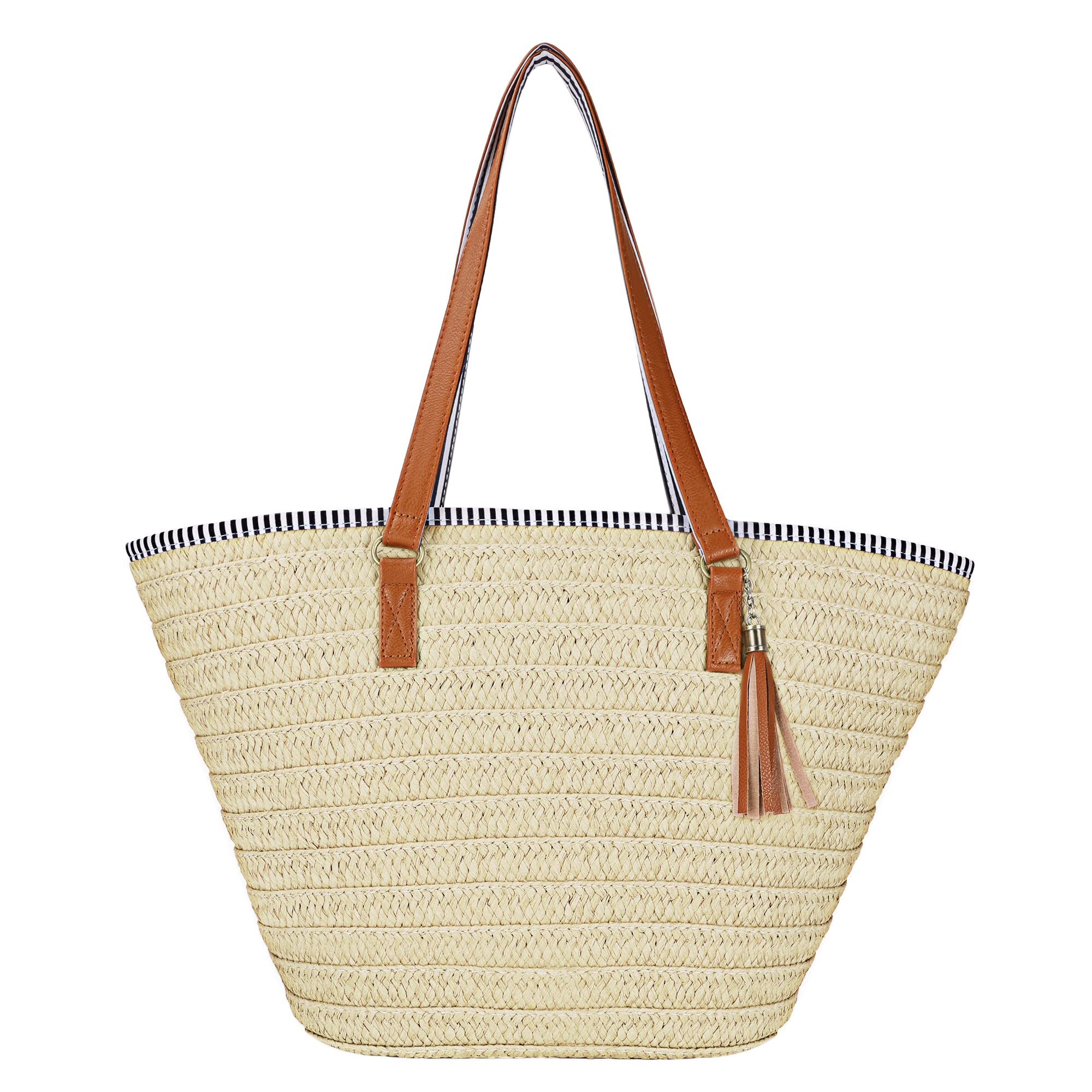 Women's Large Straw Shoulder Bag - Beach Tote Handbag with Tassel for Summer | Perfect for Vacation, Pool Party, and Outdoor Adventures