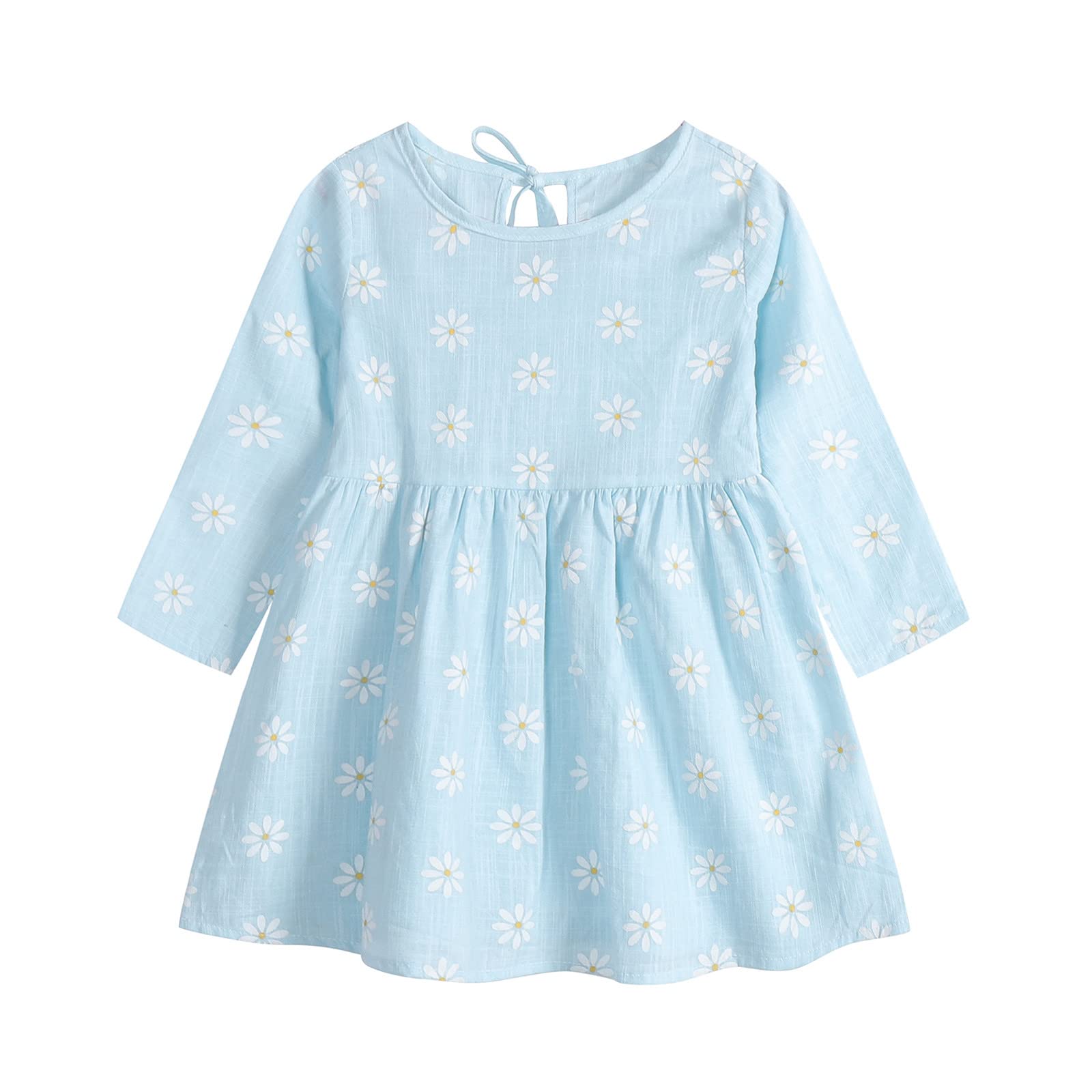 Girls' Casual Daisy Print Long Sleeve Crew Neck Dress for Toddlers 18M-6T | Spring & Autumn Fashion Kids Outfit | Perfect for Playdates, School & Family Gatherings