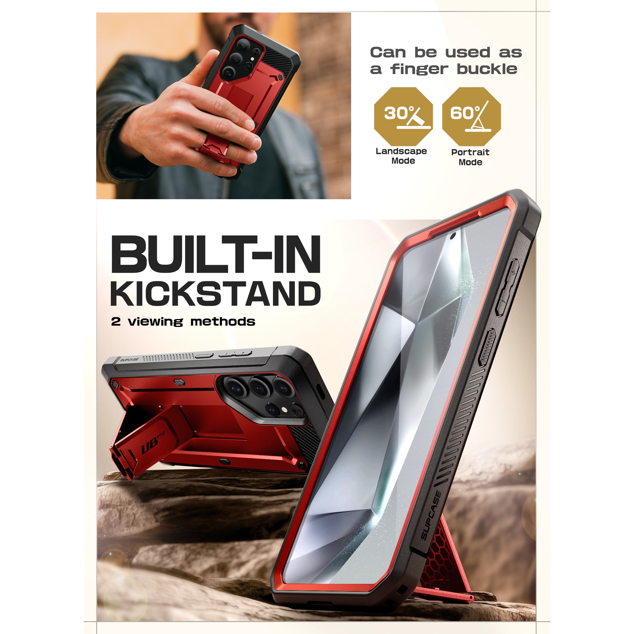Samsung Galaxy S25 Ultra Unicorn Beetle PRO Case - Heavy Duty Rugged Protective Cover with Shock Absorption | Metallic Red | Perfect for Outdoor Adventures, Construction Work & Extreme Sports Protection