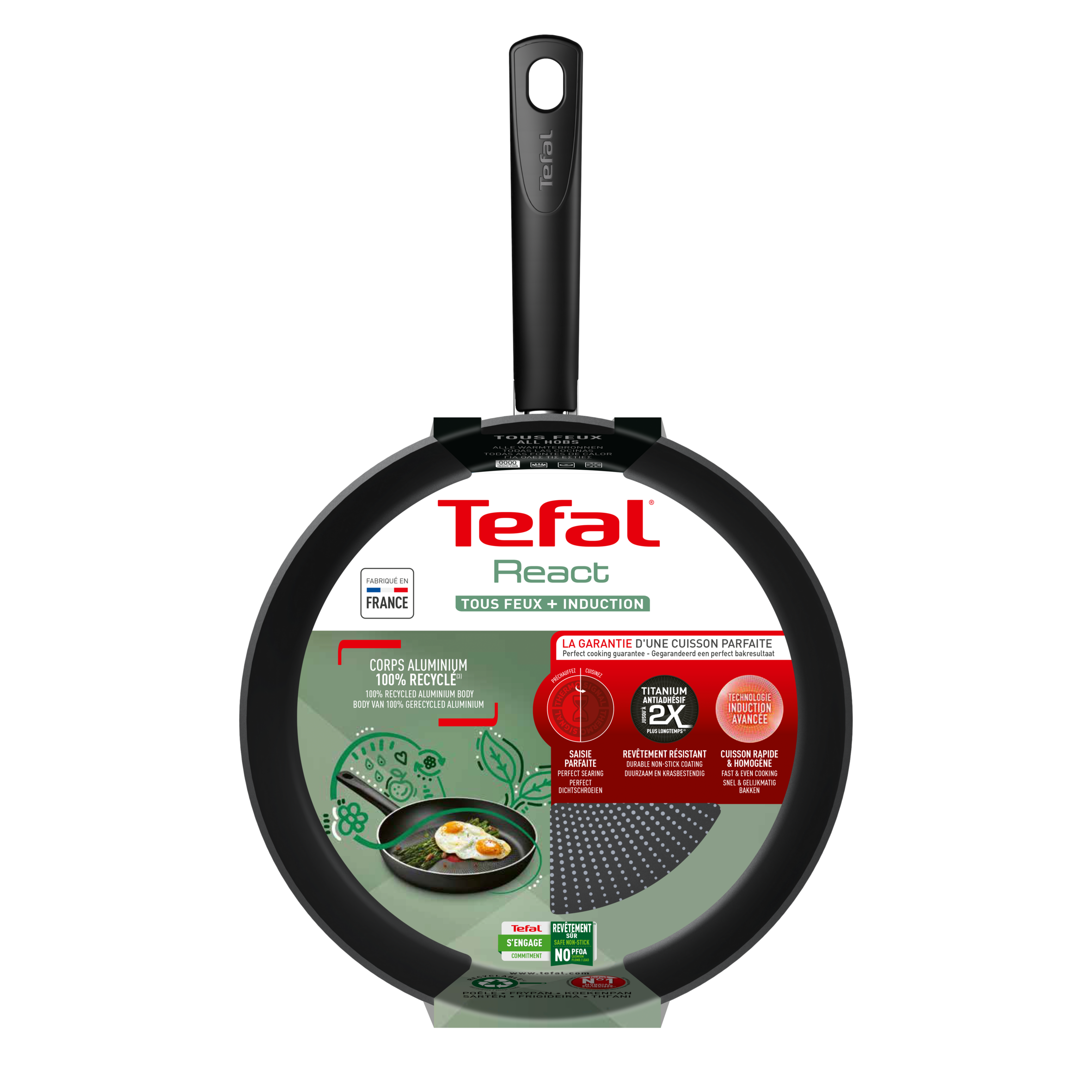 Tefal React Induction Non-Stick Fry Pan 24cm - Premium Cookware for Fast & Even Heating - Perfect for Sautéing, Frying & Stir-Frying