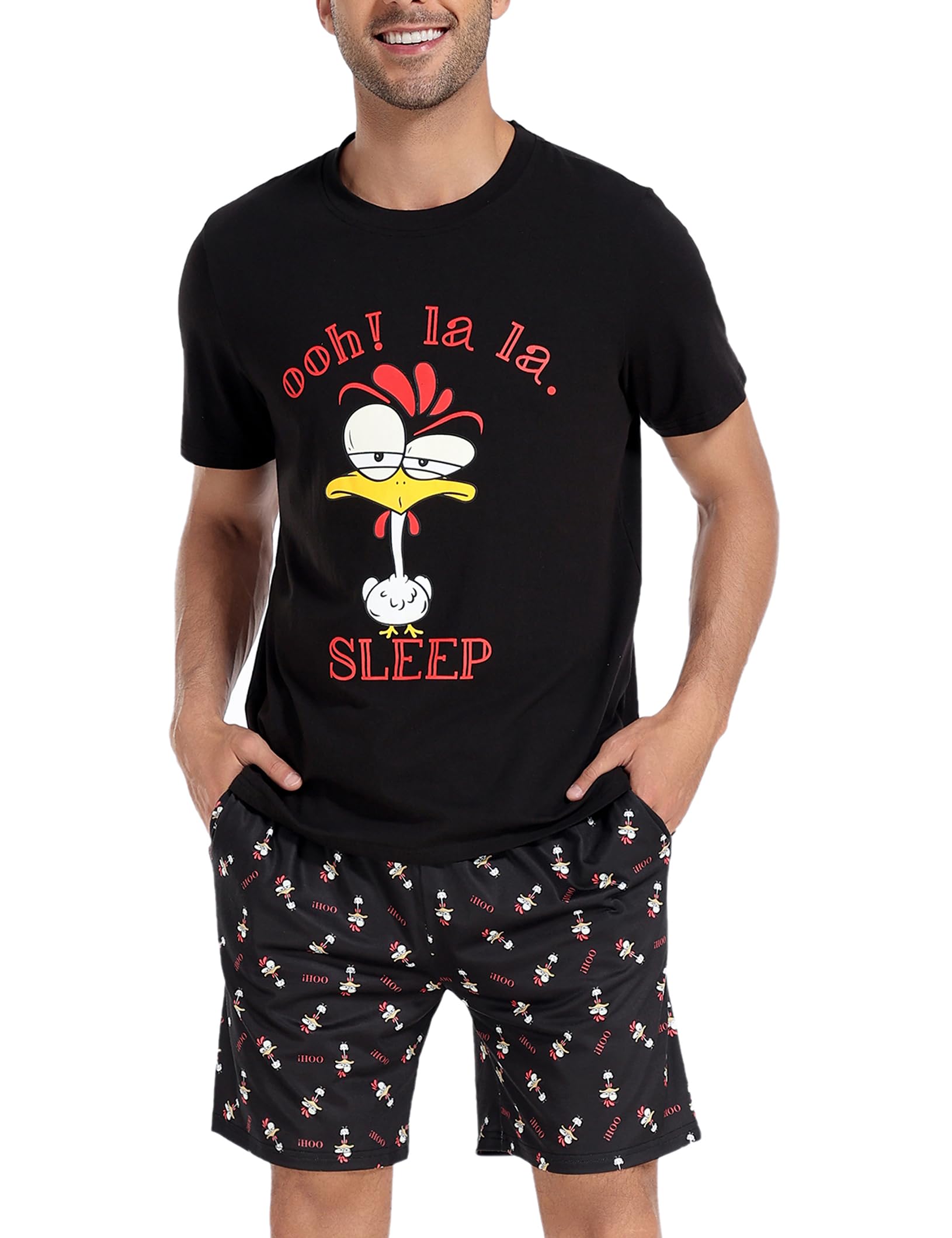 **Men's Cotton Pajama Set - Soft V-Neck Sleepwear with Pockets for Lounge & Relaxation at Home**