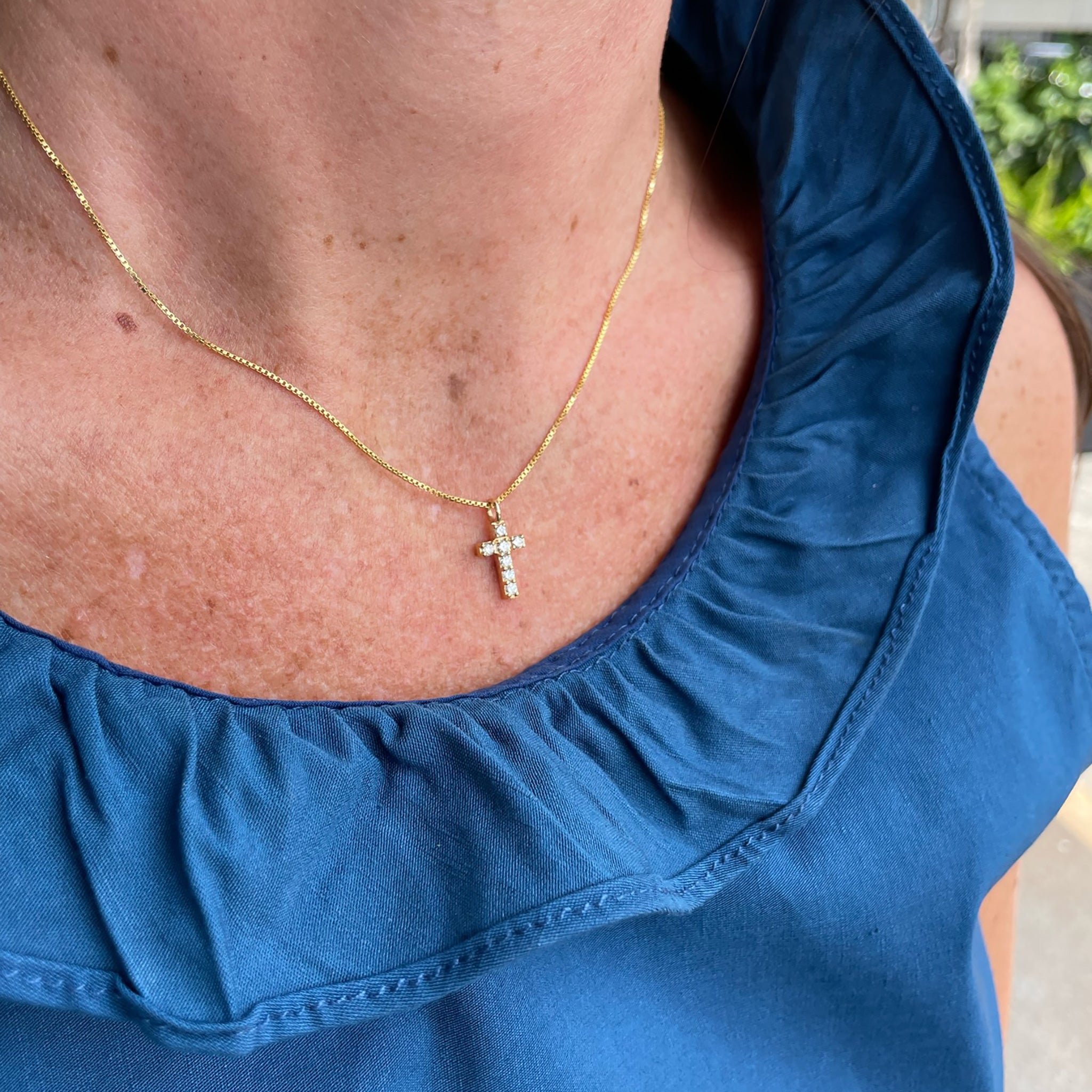 14K Gold Dainty Diamond Cross Necklace for Women - Elegant Religious Jewelry Gift for Baptism, First Communion & Everyday Wear
