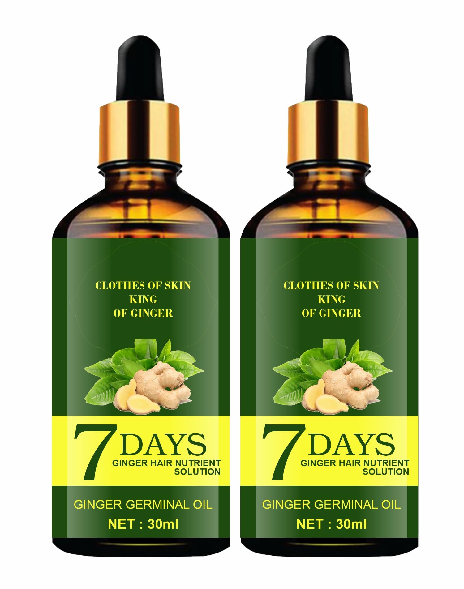Premium Natural Ginger Hair Growth Oil for Men & Women - 2 Pack (30ml Each) | Scalp Nourishment & Hair Strengthening Serum | Promotes Thicker, Fuller Hair | Reduces Thinning & Breakage | Perfect for Daily Hair Care & Scalp Massage at Home or Salon