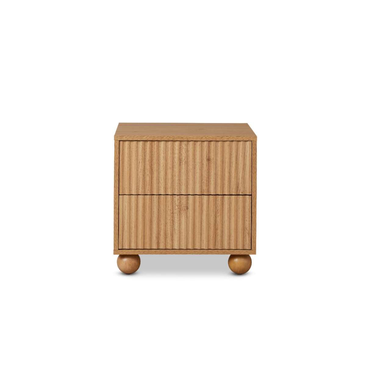 Deven Ball Feet Bedside Table - Natural Wood Nightstand with Round Base | Perfect for Bedroom, Living Room, or Office Decor