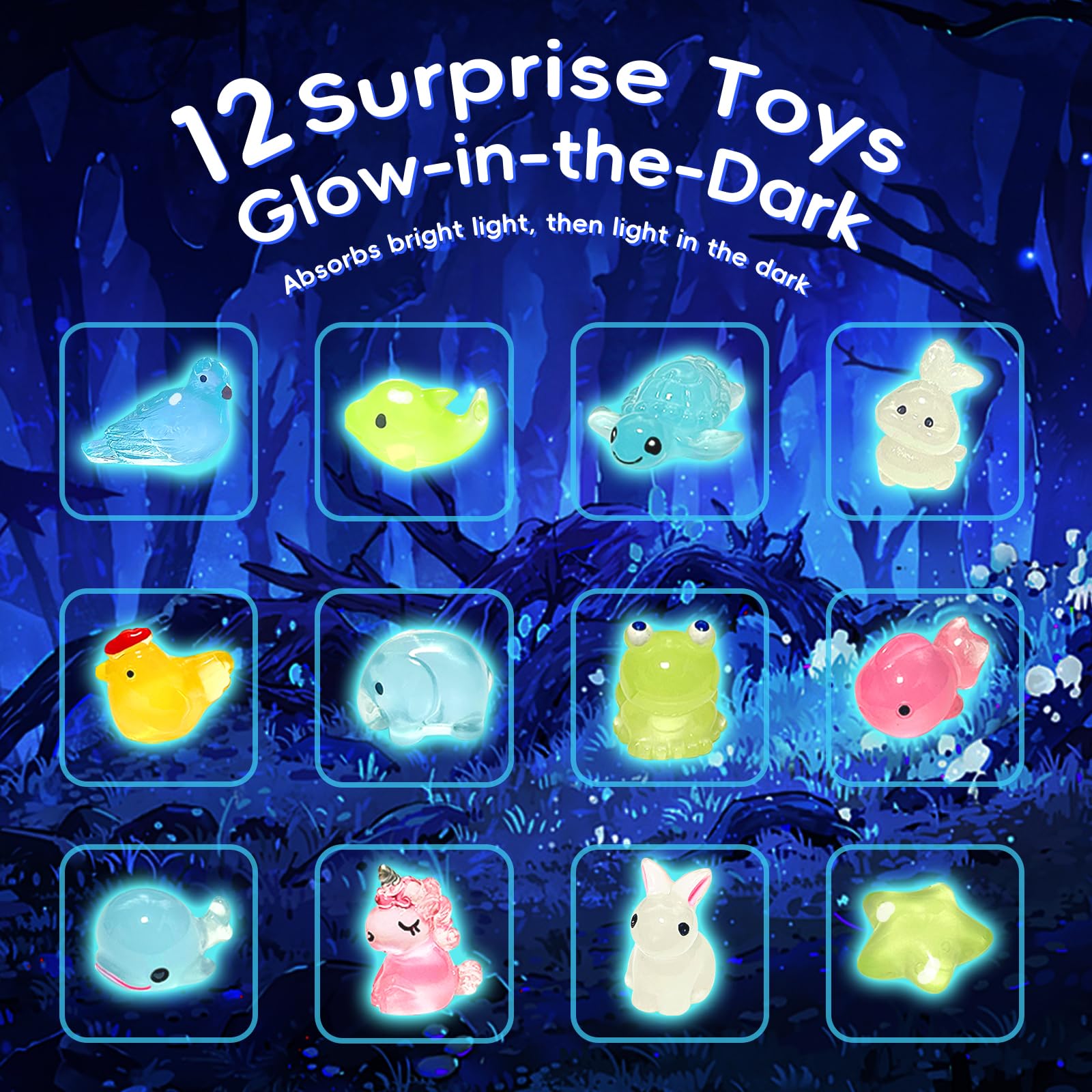 12 Pcs Handmade Glow-in-The-Dark Bath Bombs for Kids with Surprise Toys Inside - Fun Bubble Bath Fizzies for Easter, Birthday & Christmas Gifts | Perfect for Kids' Spa Night, Relaxation & Sensory Play