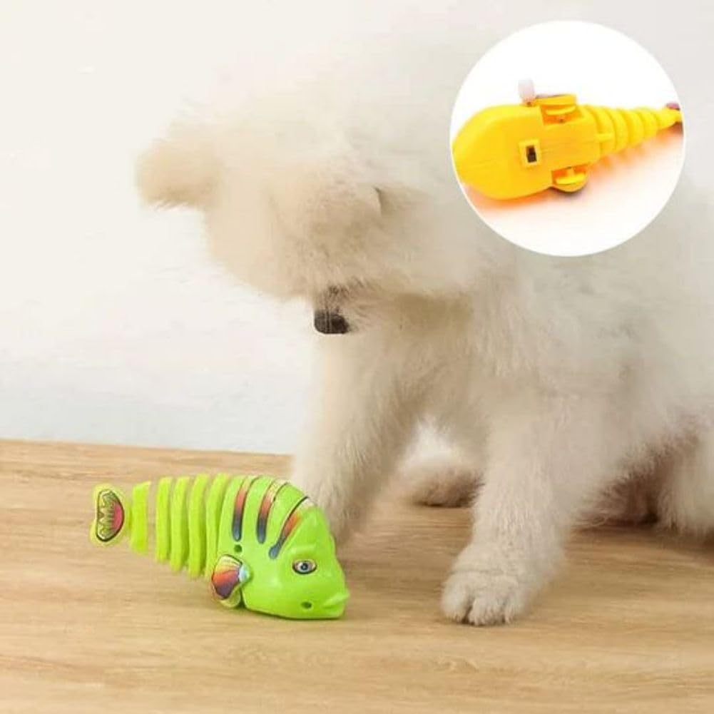 Interactive Wind-Up Wiggle Fish Toys - 360° Rotating Clockwork Swimming Fish - Safe Plastic Bath Toys for Babies & Kids (5 Pack) - Fun Cat Toy & Bathtime Play for Toddlers
