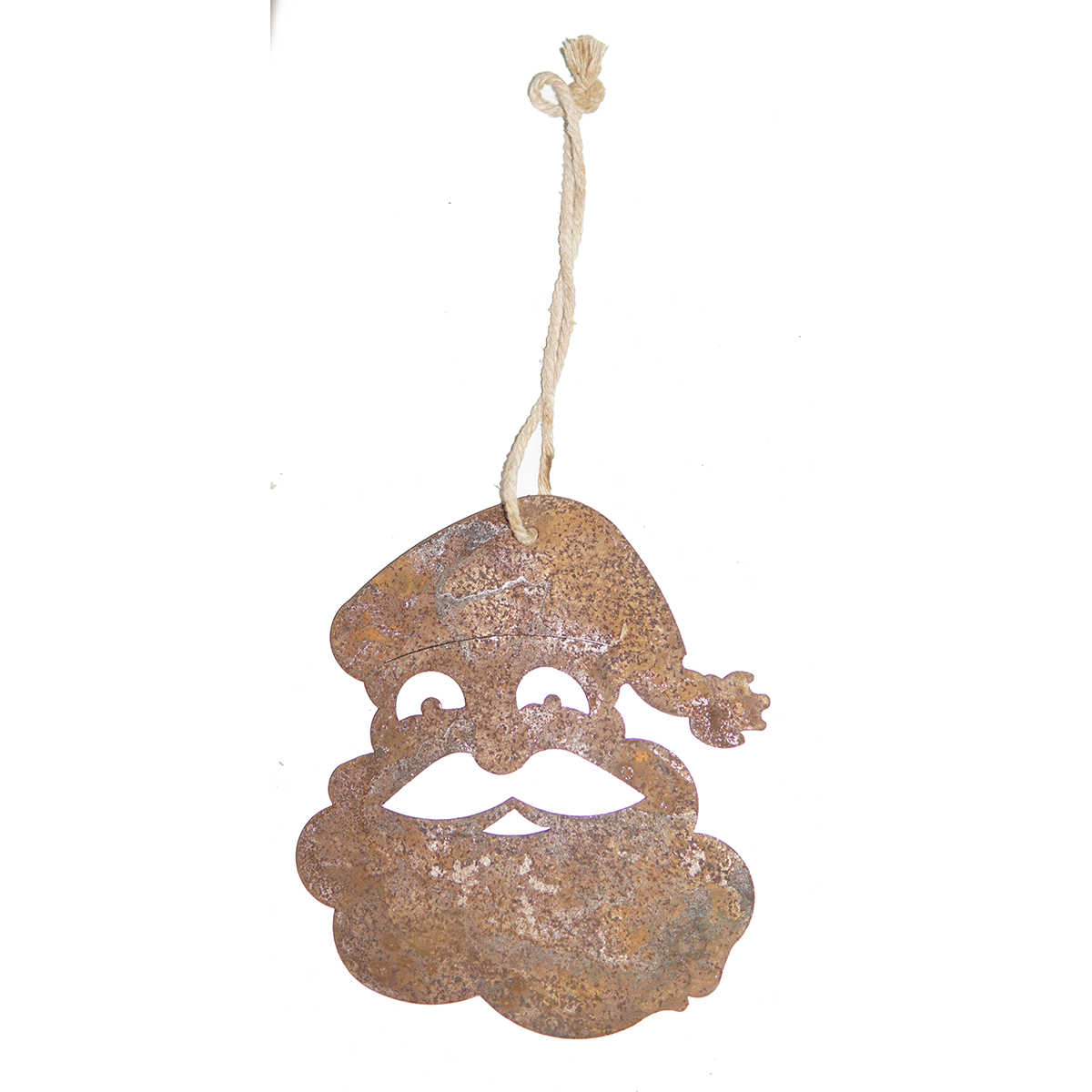 DE01010 Rustic Metal Santa Claus Pendant - Vintage Garden Art Decor for Christmas & Outdoor Holiday Decoration