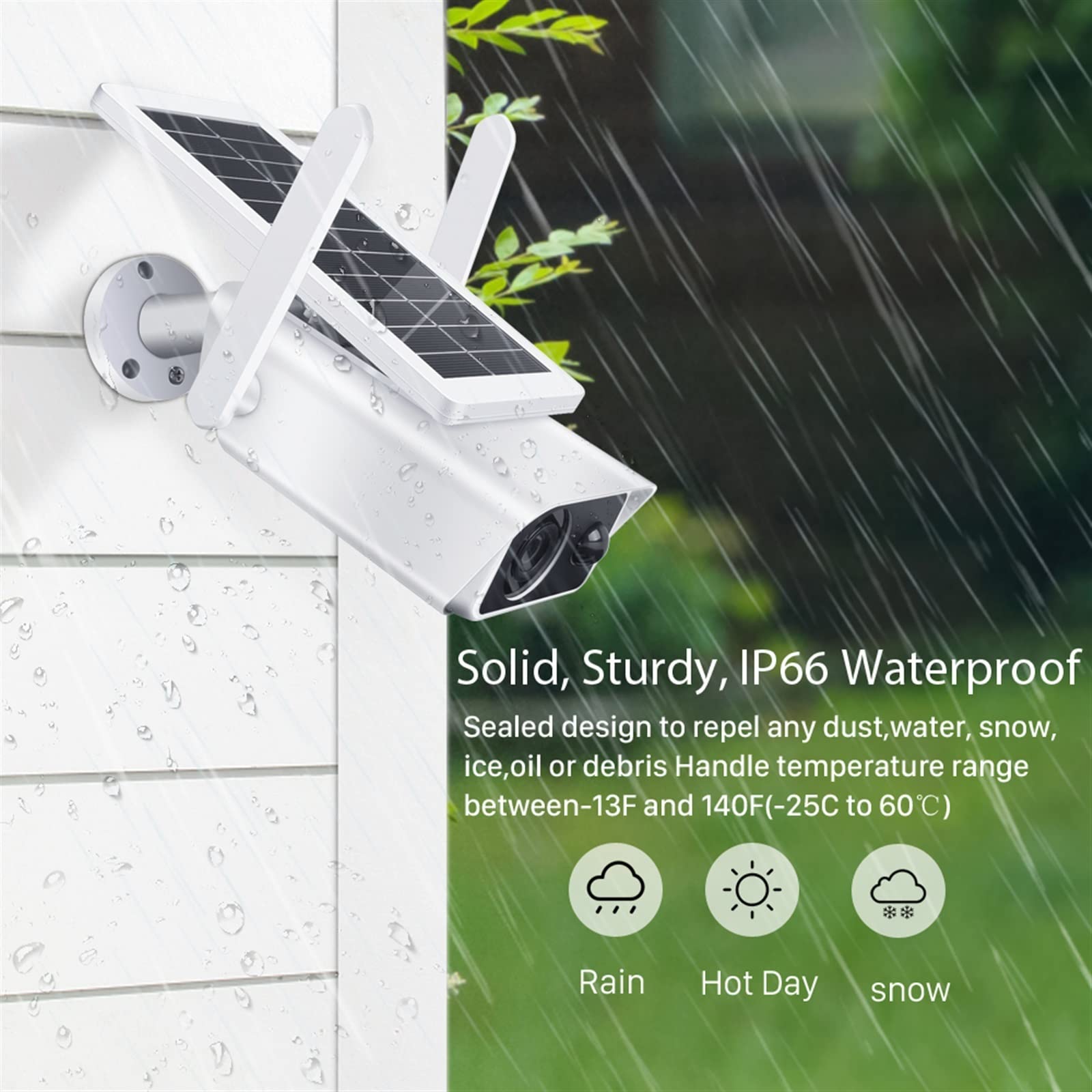 MEIVIYA Wireless Outdoor Security Camera with Solar Power, 64GB SD Card, Two-Way Audio & PIR Motion Detection - Weatherproof IP Surveillance for Home, Yard & Business Security