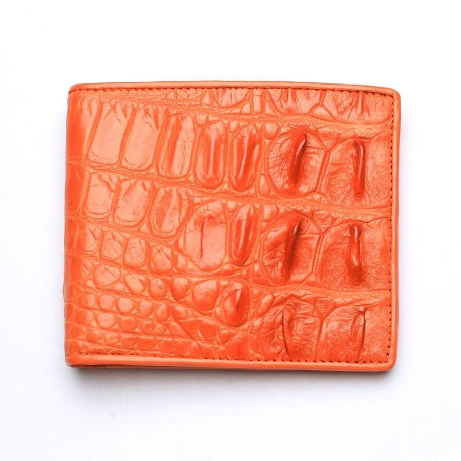 Premium Orange Crocodile Leather Men's Bifold Wallet - Stylish & Durable RFID Blocking Wallet for Everyday Use, Travel & Business (Gift for Men)