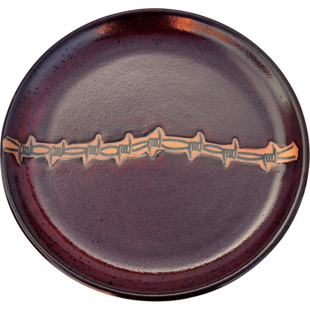 Rustic Barbed Wire Western Dinnerware Set - Red Ceramic Plates & Bowls for Cowboy Themed Parties & Ranch Style Dining