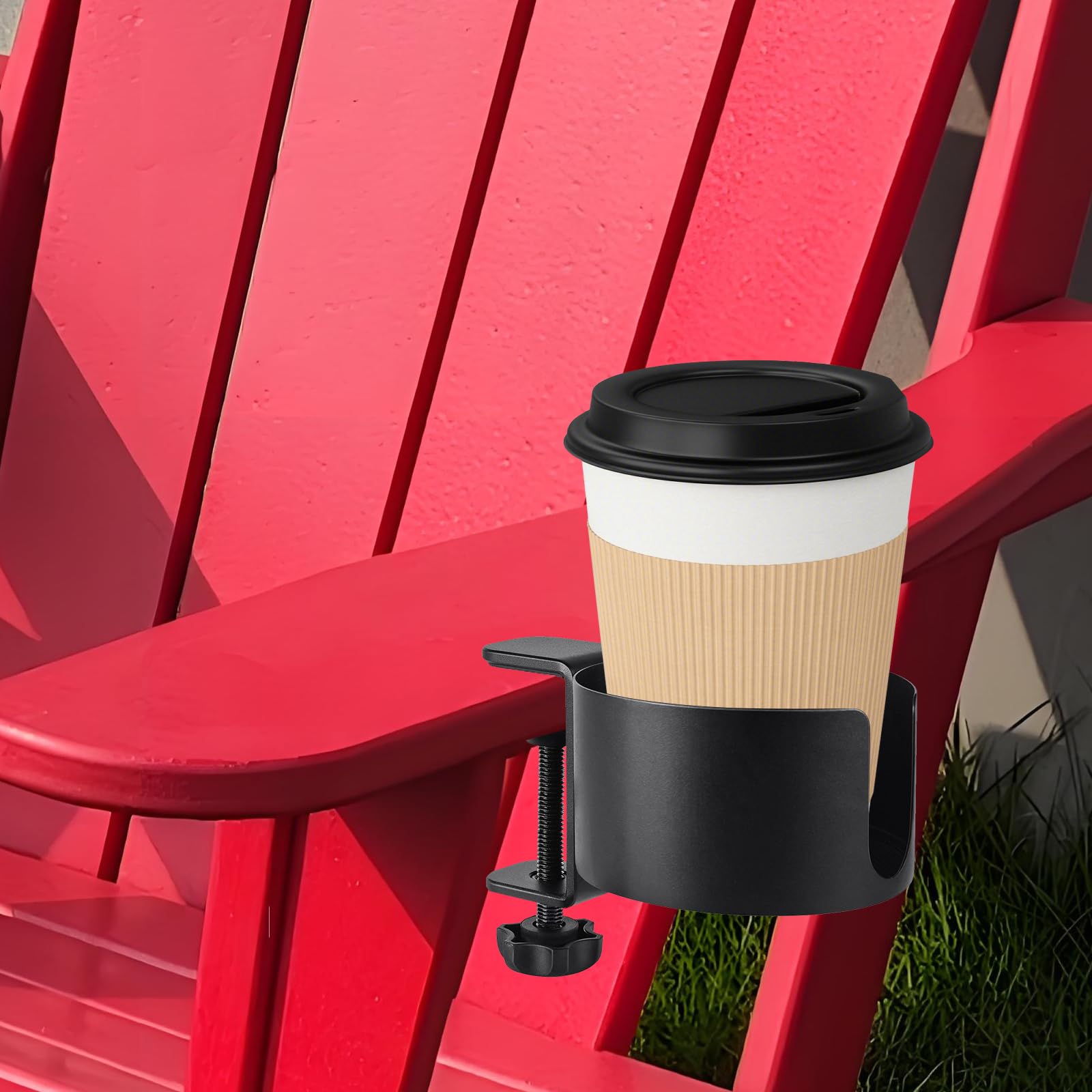 **Durable Adirondack Chair Cup Holder - Anti-Spill & Anti-Slip Drink Holder Attachment - Easy to Install - Perfect for Patio, Deck, Poolside & Outdoor Relaxation**