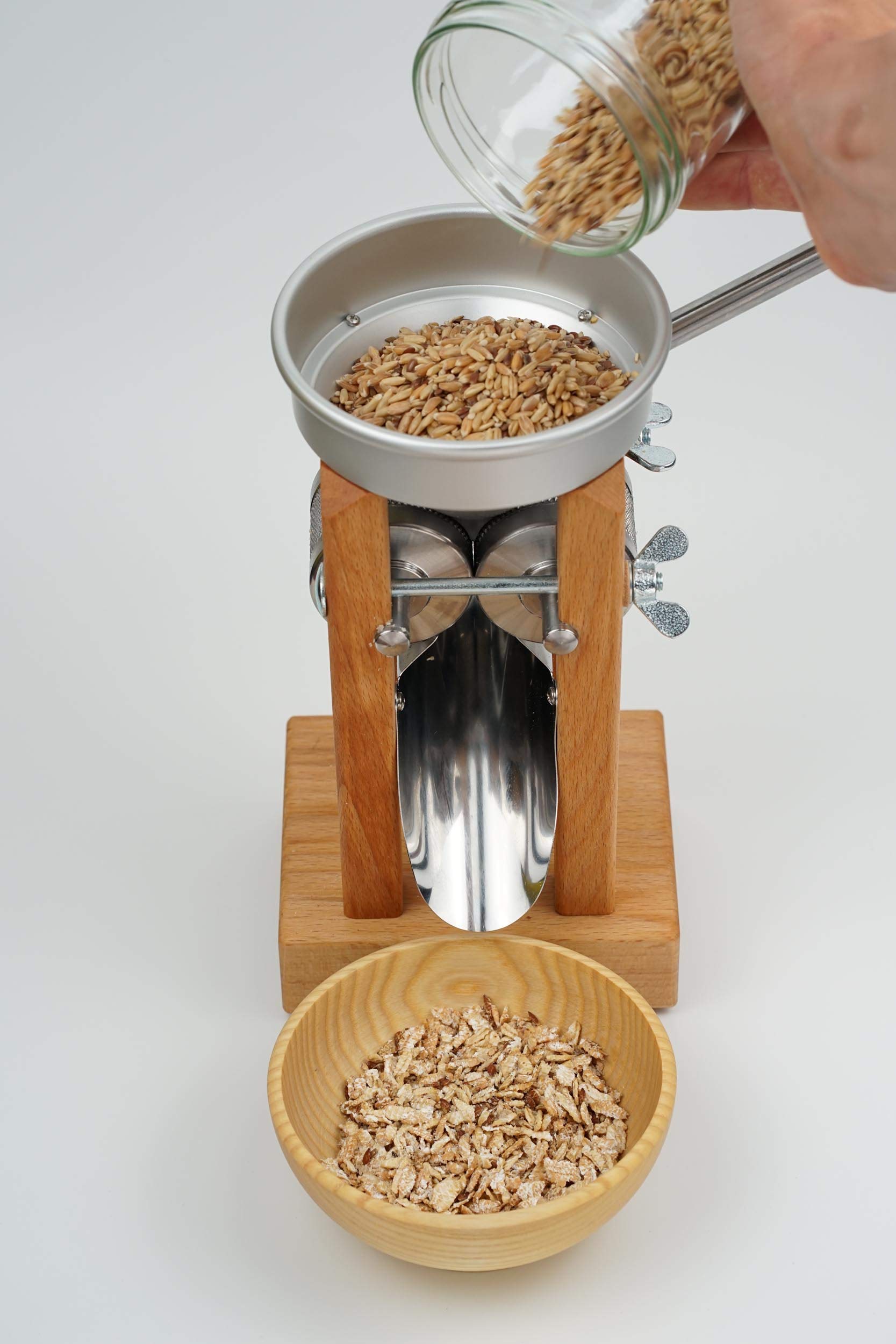Premium Wooden Aschenfelder Grain Squeeze Table Model with Aluminum Funnel - 20