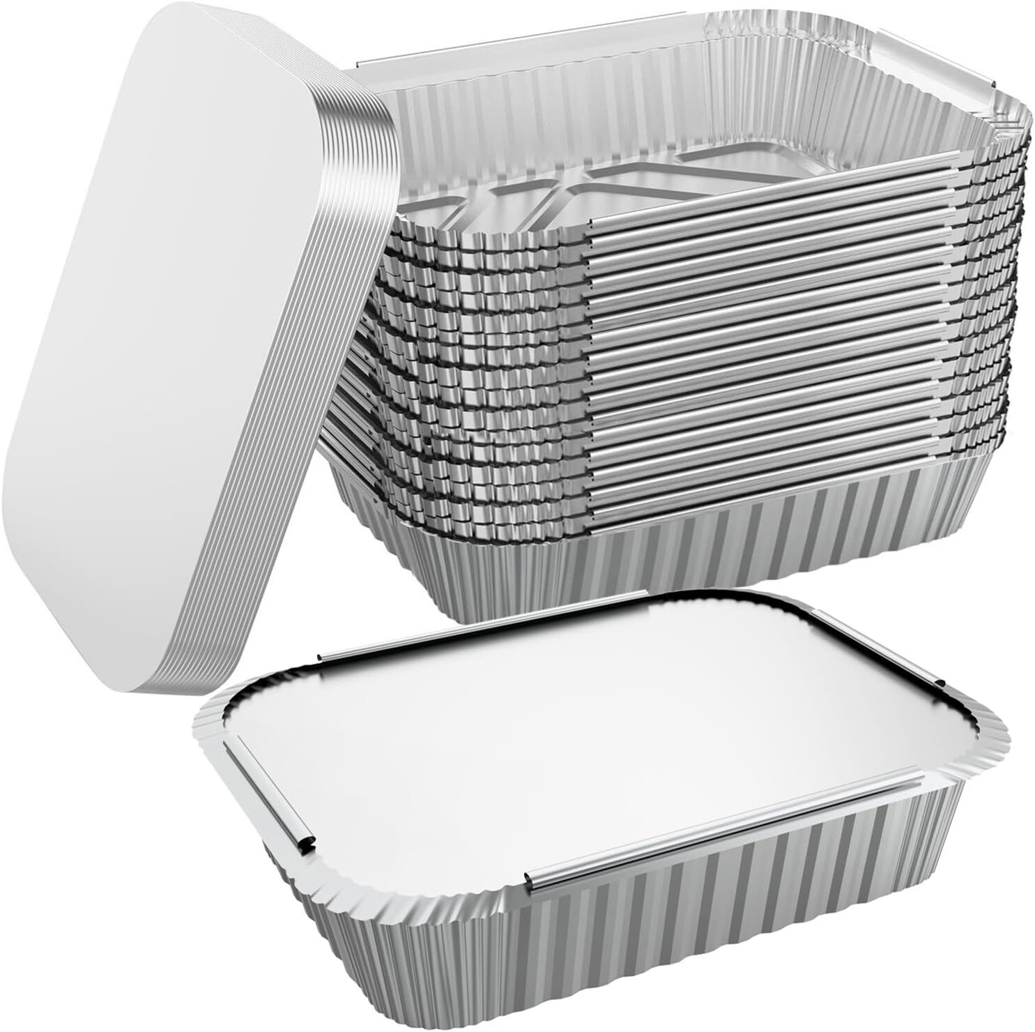 144-Pack Aluminum Disposable Foil Food Containers with Lids - 20x11x5cm Bulk Baking Pans for Meal Prep, Catering & Party Serving
