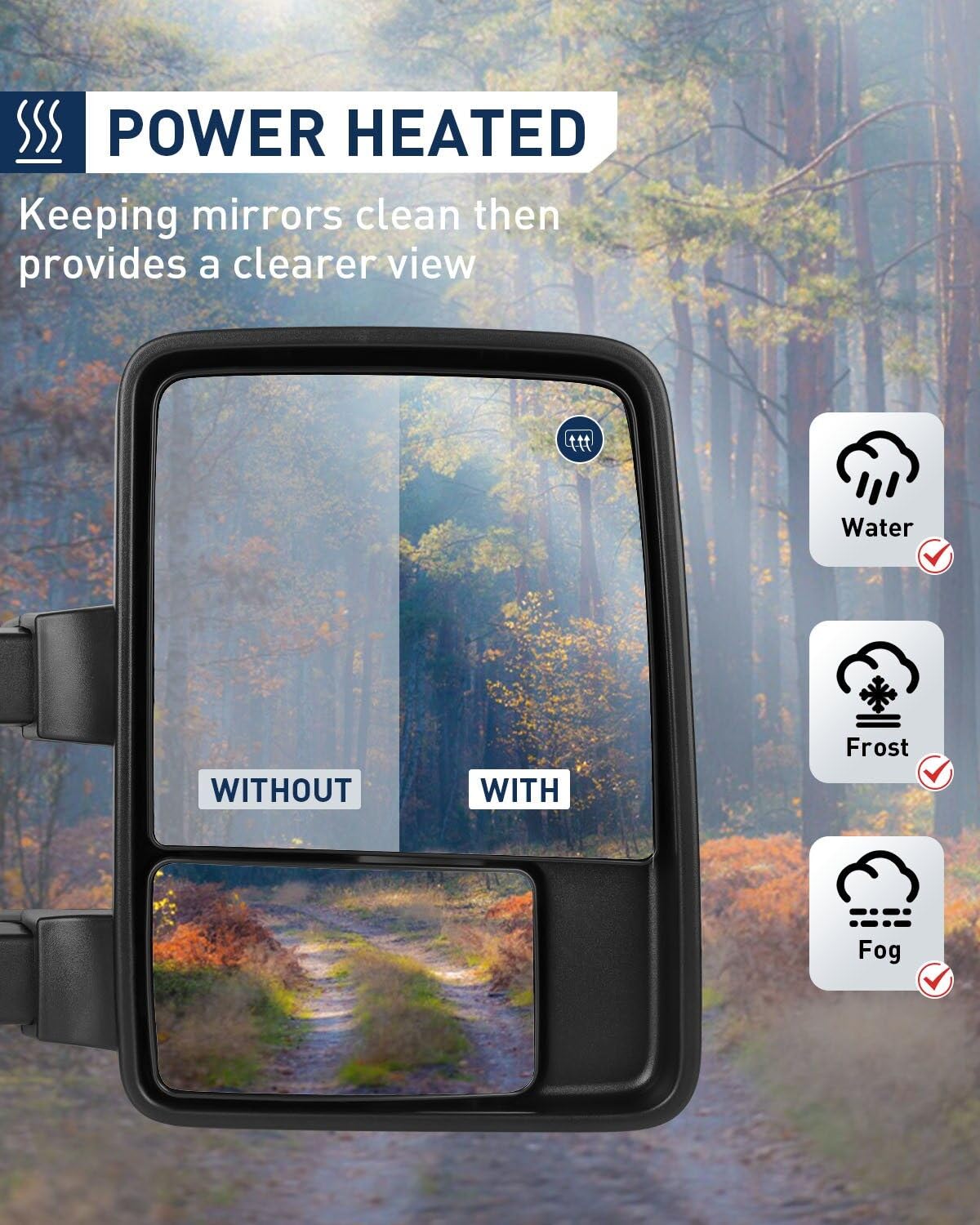 ECCPP Power Heated Towing Mirrors with Puddle Lights for Ford F-150 (2004-2014) | ADP06518701S | Enhanced Visibility & Safety for Towing, Parking & Night Driving