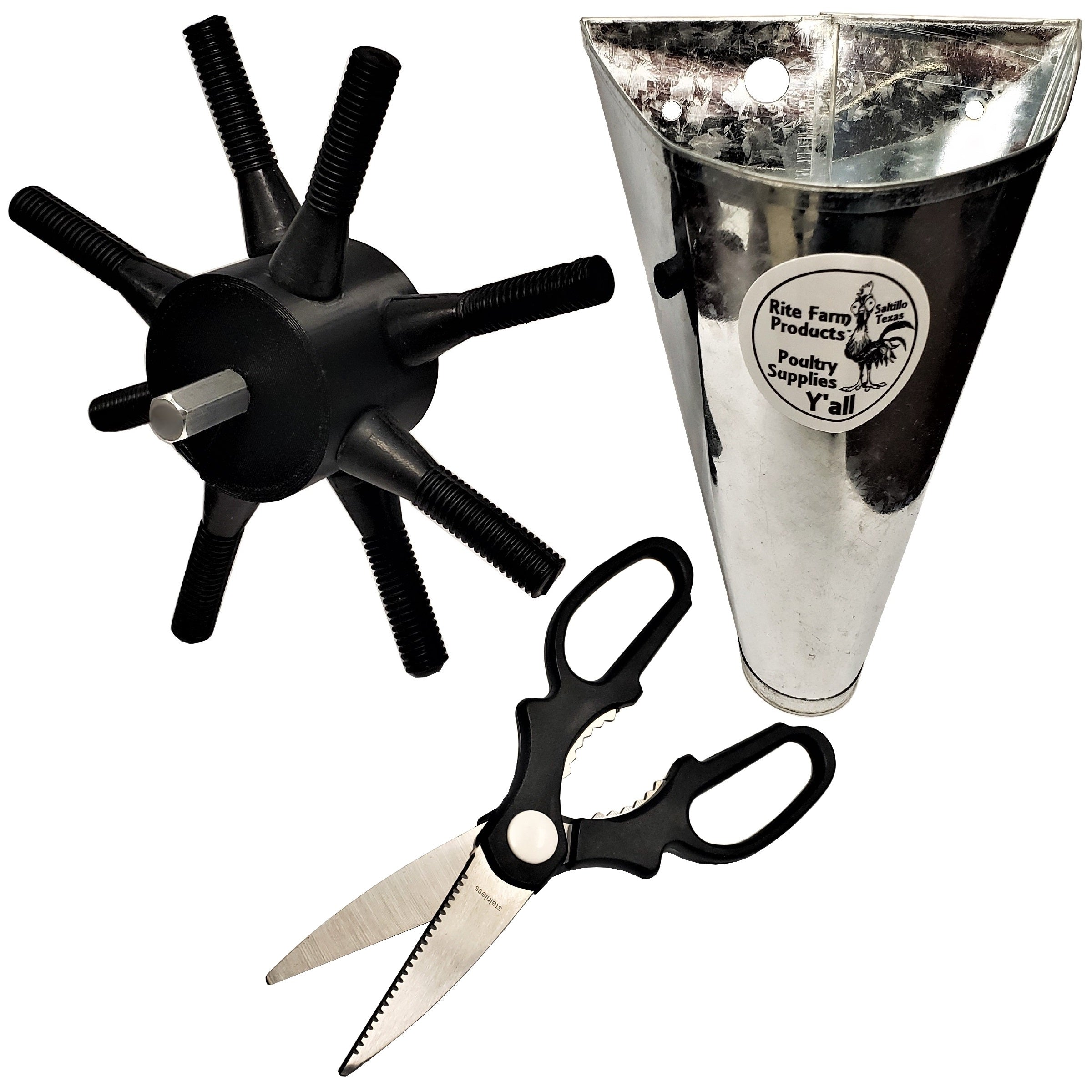 Premium Quail Processing Kit - S8 Plucker, Extra Small Kill Cone & Stainless Steel Scissors for Poultry Farmers & Homesteaders | Perfect for Small Game Processing & Backyard Butchering