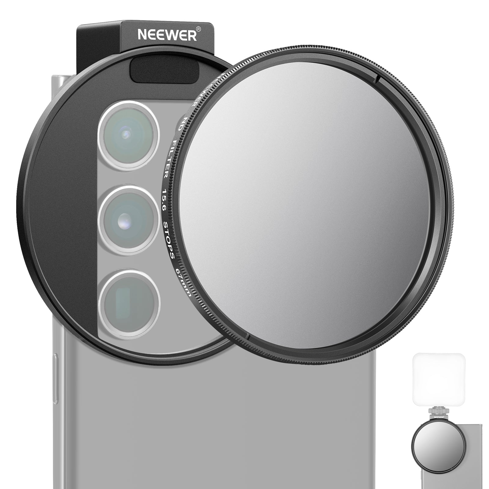 NEEWER FL 45 Clip-On 67mm ND Filter Kit for Smartphones - Reduce Glare & Enhance Video Quality - Perfect for Vlogging, Photography & Outdoor Shooting