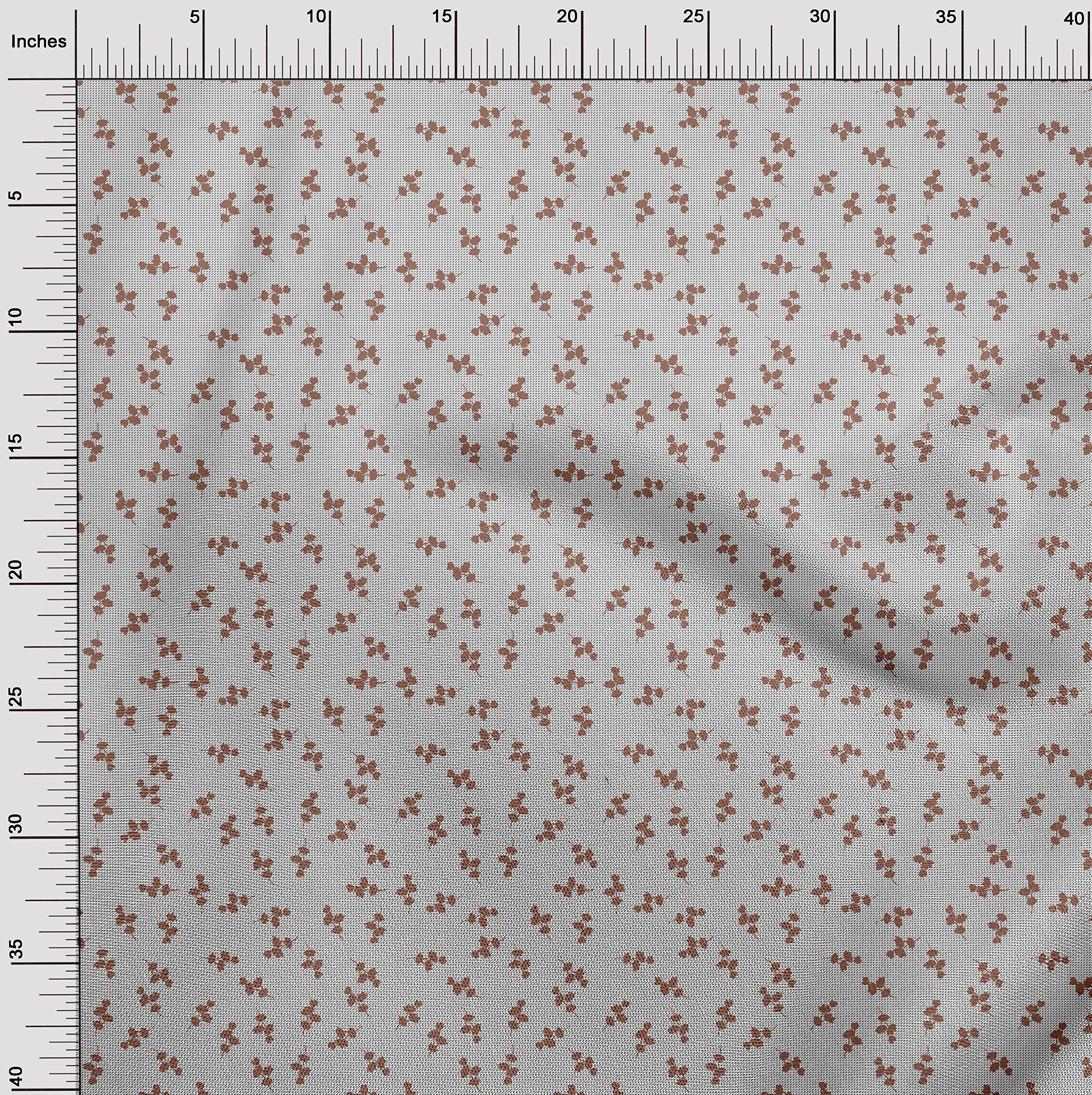 oneOone Rayon Brown Floral Print Fabric - 56 Inch Wide for DIY Clothing, Dresses, Quilting & Home Decor Sewing Supplies by The Yard