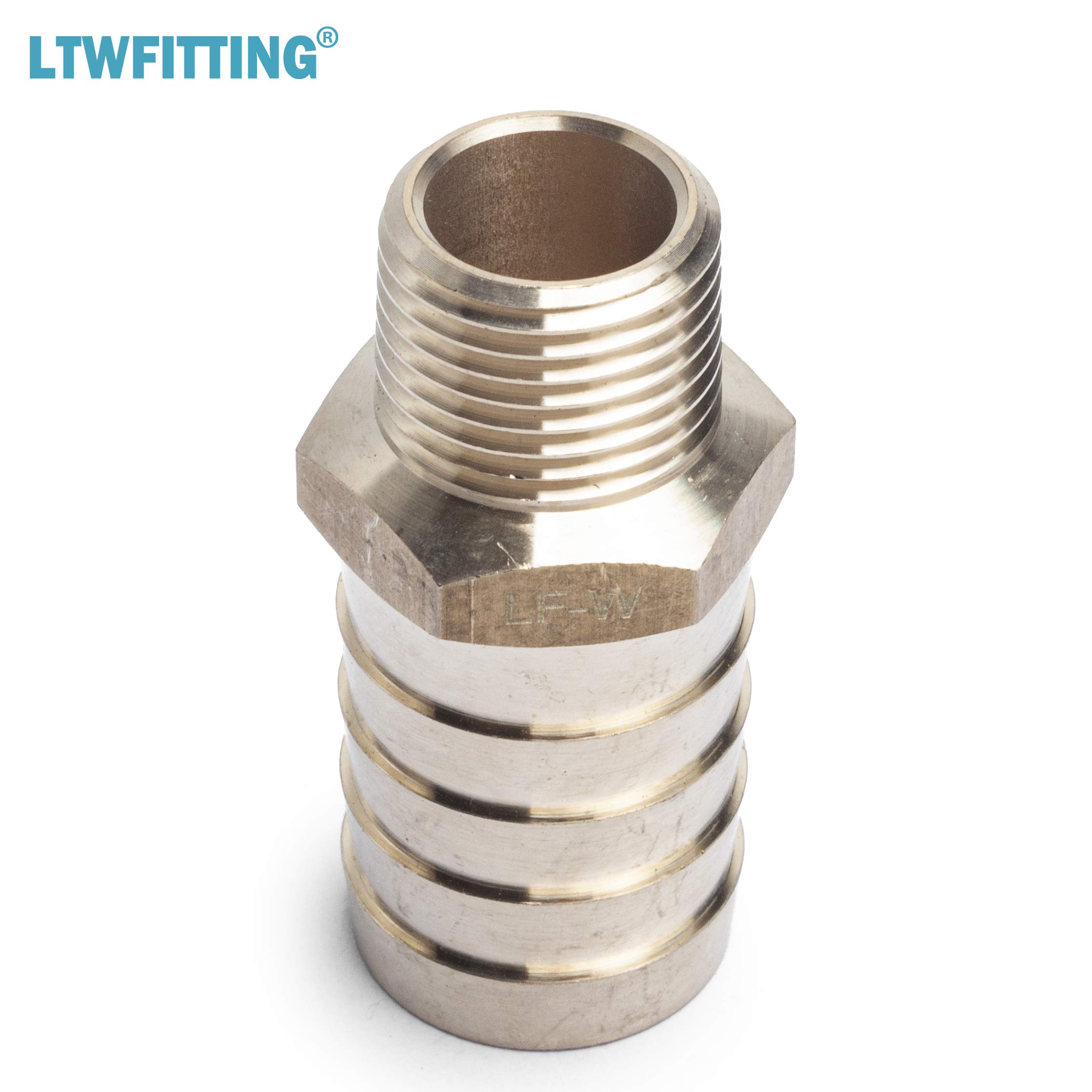 LTWFITTING Lead-Free Brass Barbed Fitting Coupler Connector - 1