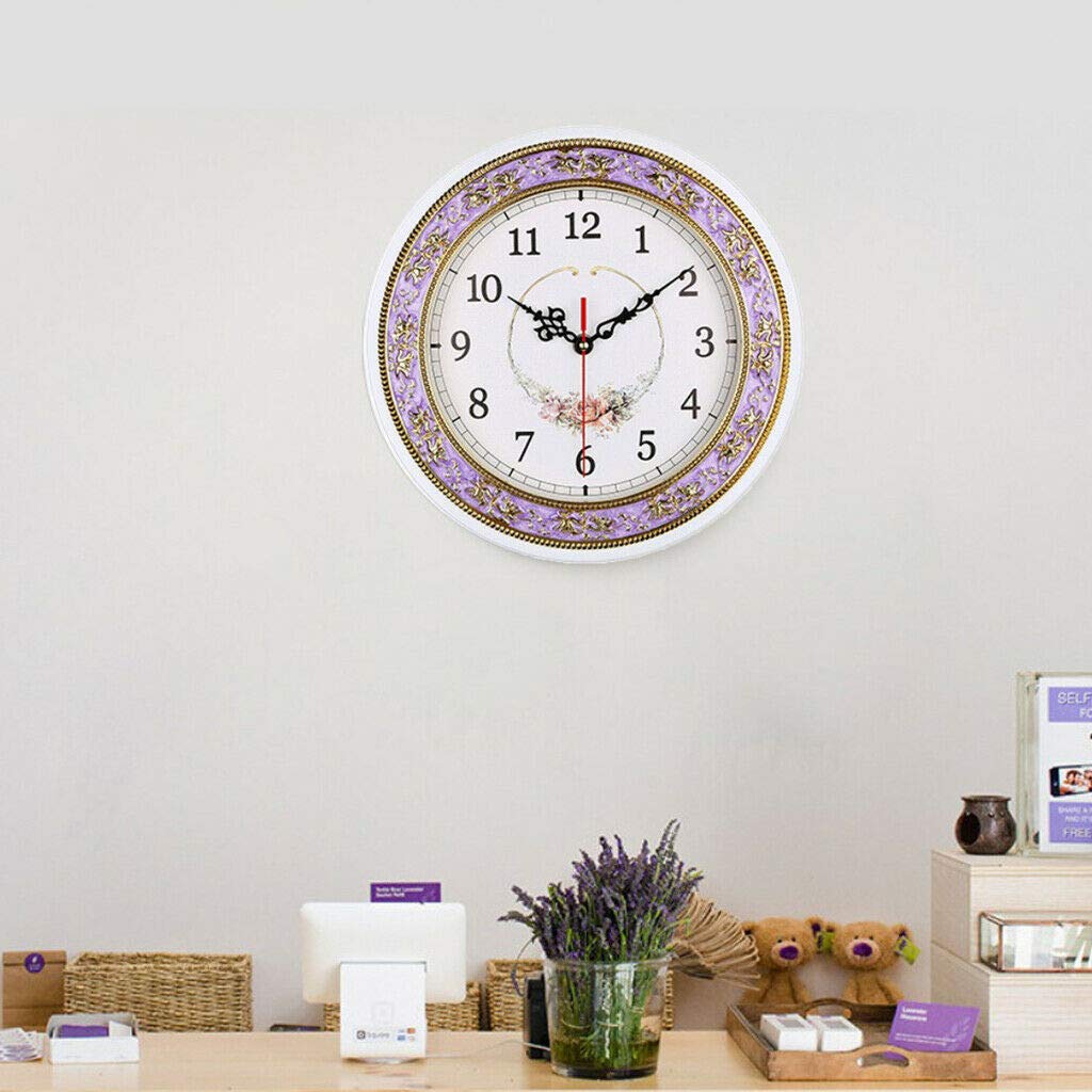28cm Silent Quartz Wall Clock - Purple Home Decor for Bedroom & Office