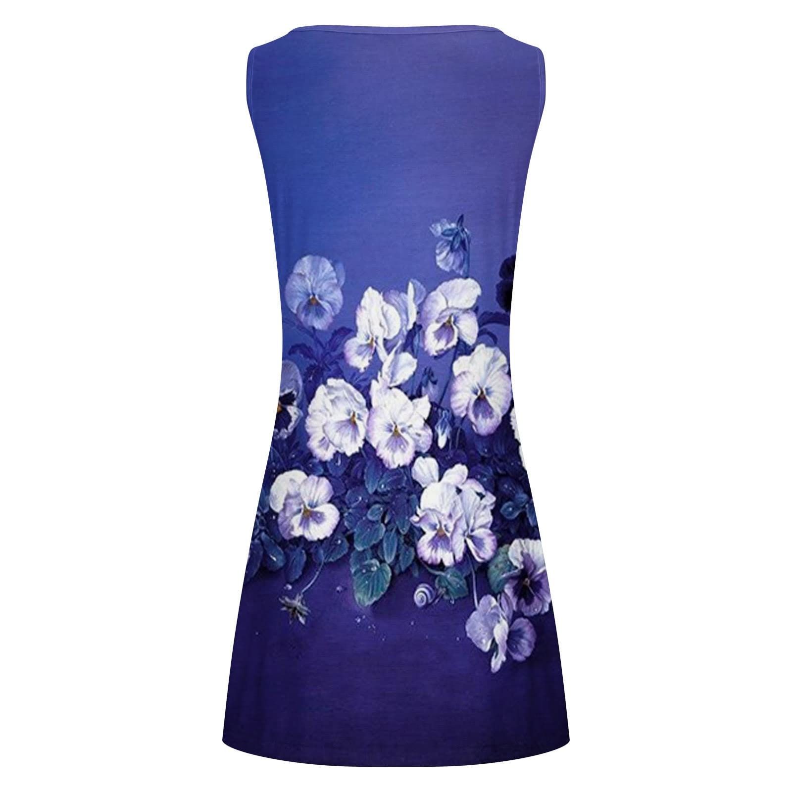 2024 Women's Floral Printed Sleeveless Mini Dress - Summer Keyhole Tank Sundress for Beach, Vacation & Casual Outings