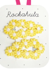 RKH Yellow Flower Crochet Hair Clips - Handmade Boho Hair Accessories for Women & Girls - Perfect for Weddings, Parties & Everyday Style