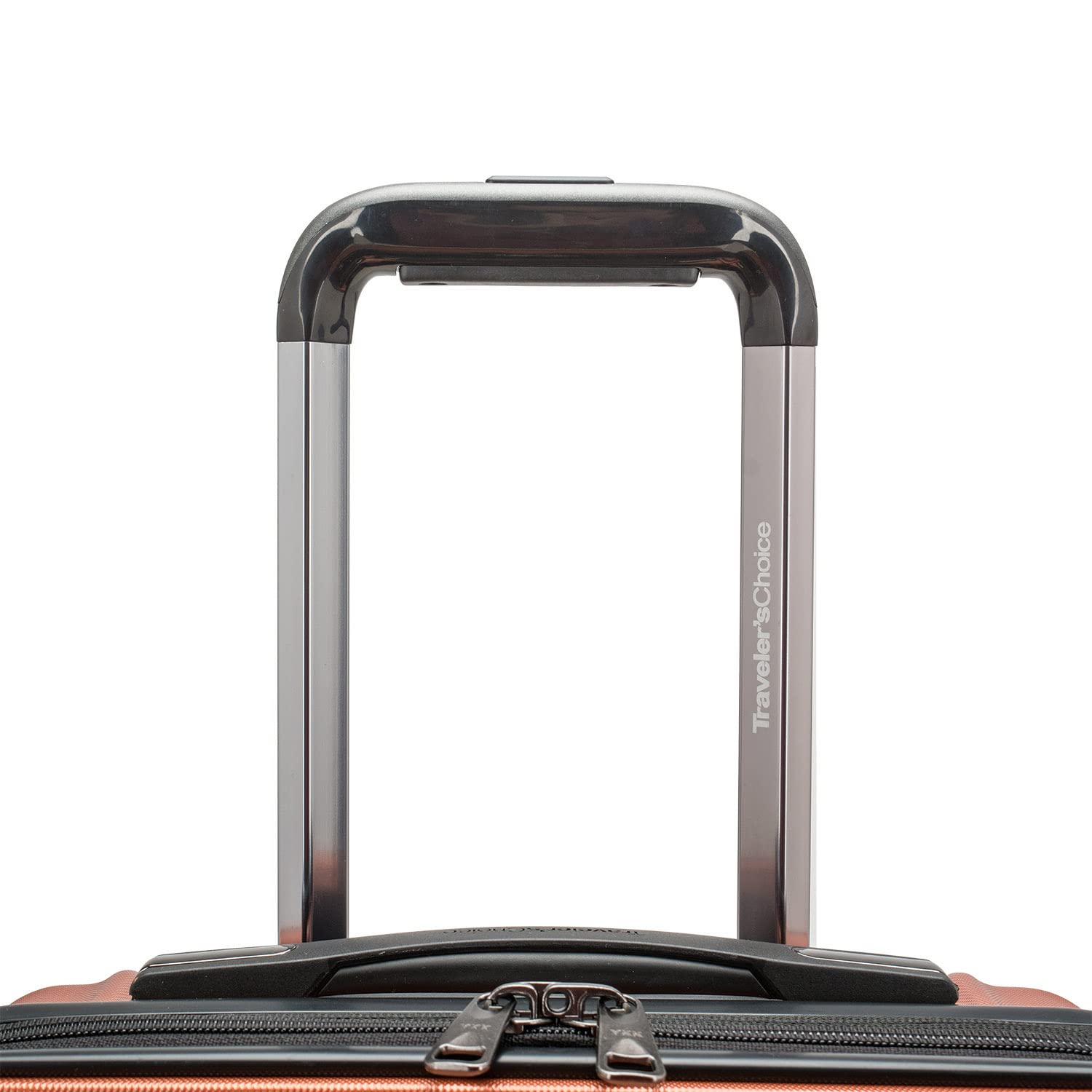 Traveler's Choice Archer Polycarbonate Hardside Spinner Luggage Set with Tie Down Straps - 29-Inch Checked Orange Suitcase for Air Travel & Vacation Packing