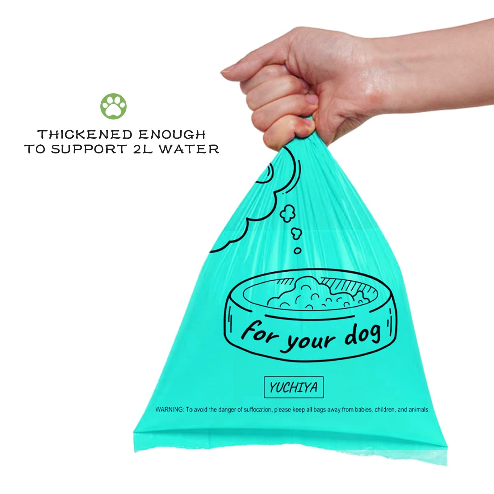 LED Dog Poop Bag Holder with Flashlight | Leash-Mounted Pet Waste Dispenser | Leak-Proof Doggie Potty Bags Container (195 Bags Included) - Crystal Blue | Perfect for Night Walks & Park Cleanups