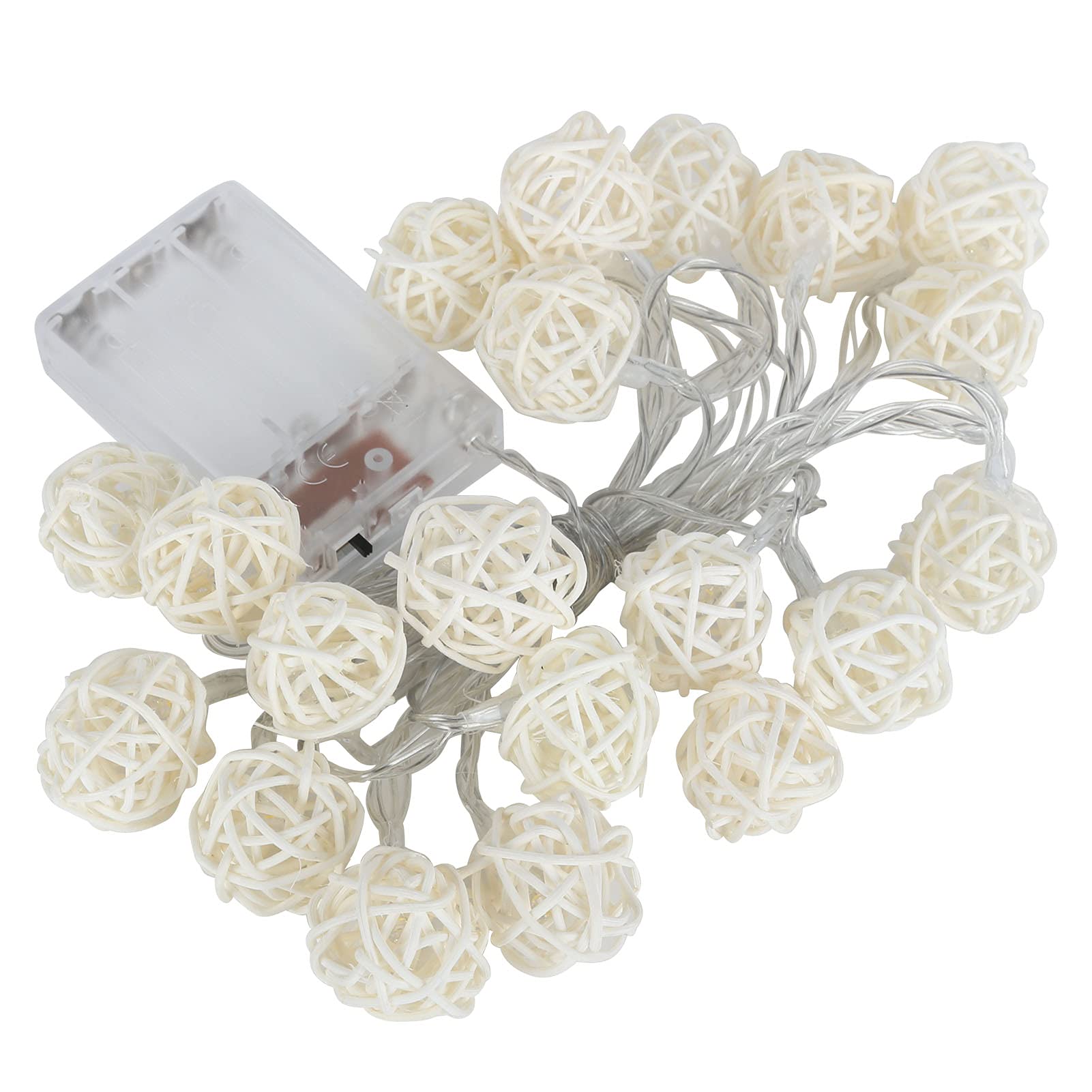 01 Globe String Lights - 50 LED Warm White Plastic Ball Lights for Party, Wedding, Stage & Bedroom Decor - Safe Indoor/Outdoor Decoration for Festive Atmosphere & Romantic Ambiance