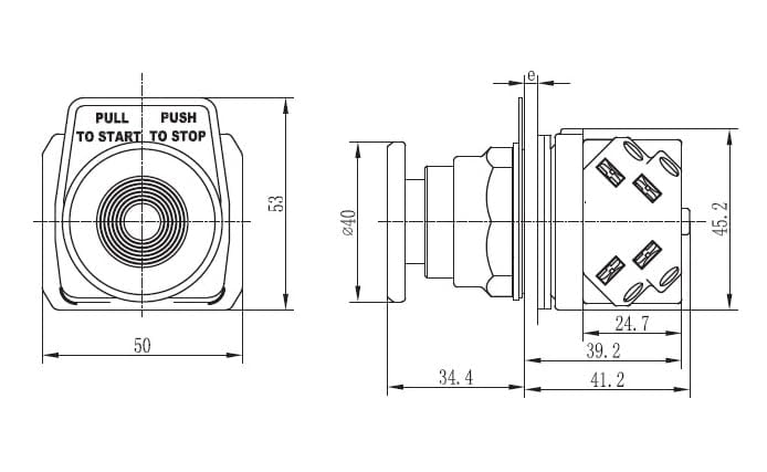 RADWELL VERIFIED HT8DBRAB-SUB 1NO/1NC Replacement Push Button - Compatible with Eaton Cutler Hammer HT8DBRAB Emergency Stop Switch, 30mm Push-Pull Design for Industrial Machinery Safety Control