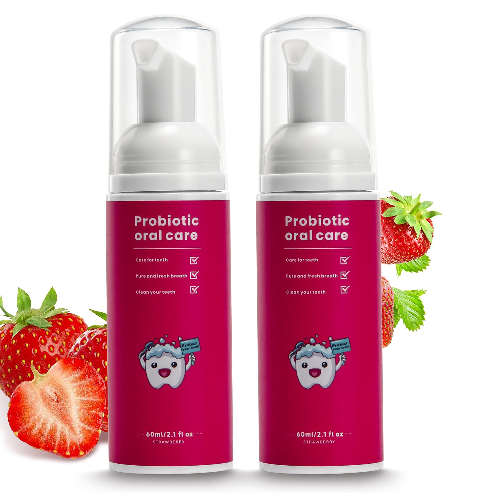 Fluoride-Free Kids Toothpaste 2 Pack - Natural Strawberry Mint Flavor Teeth Whitening & Cleaning Gel for Toddlers & Adults | Organic, Travel-Friendly for Home, School & Vacations