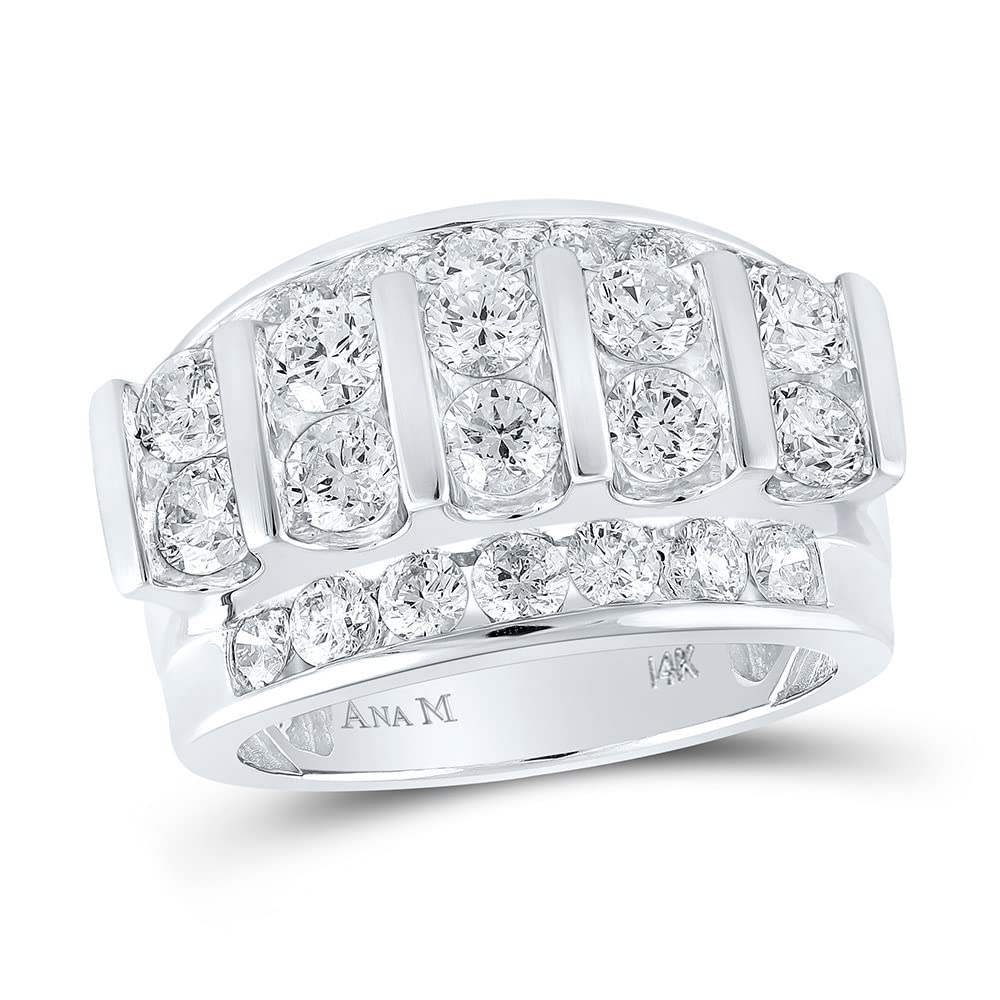 14K White Gold Men's Round Diamond Wedding Band Ring - 4 CTTW, Ideal for Engagement, Anniversary & Special Occasions