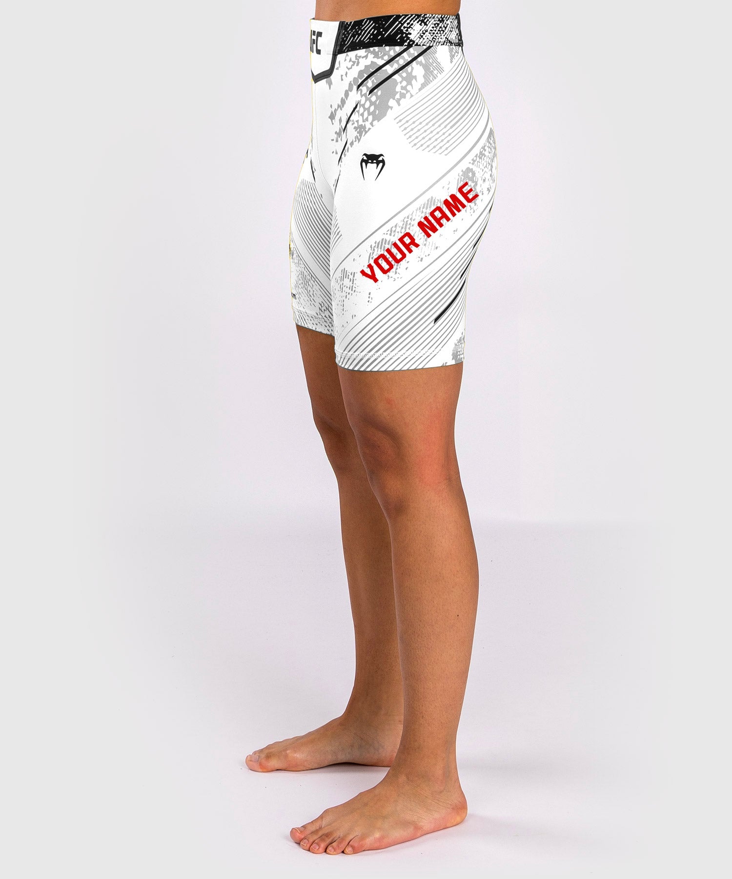 Venum UFC Adrenaline Personalized Authentic Women's Fight Night Vale Tudo Shorts - Long Fit White MMA Training & Competition Gear