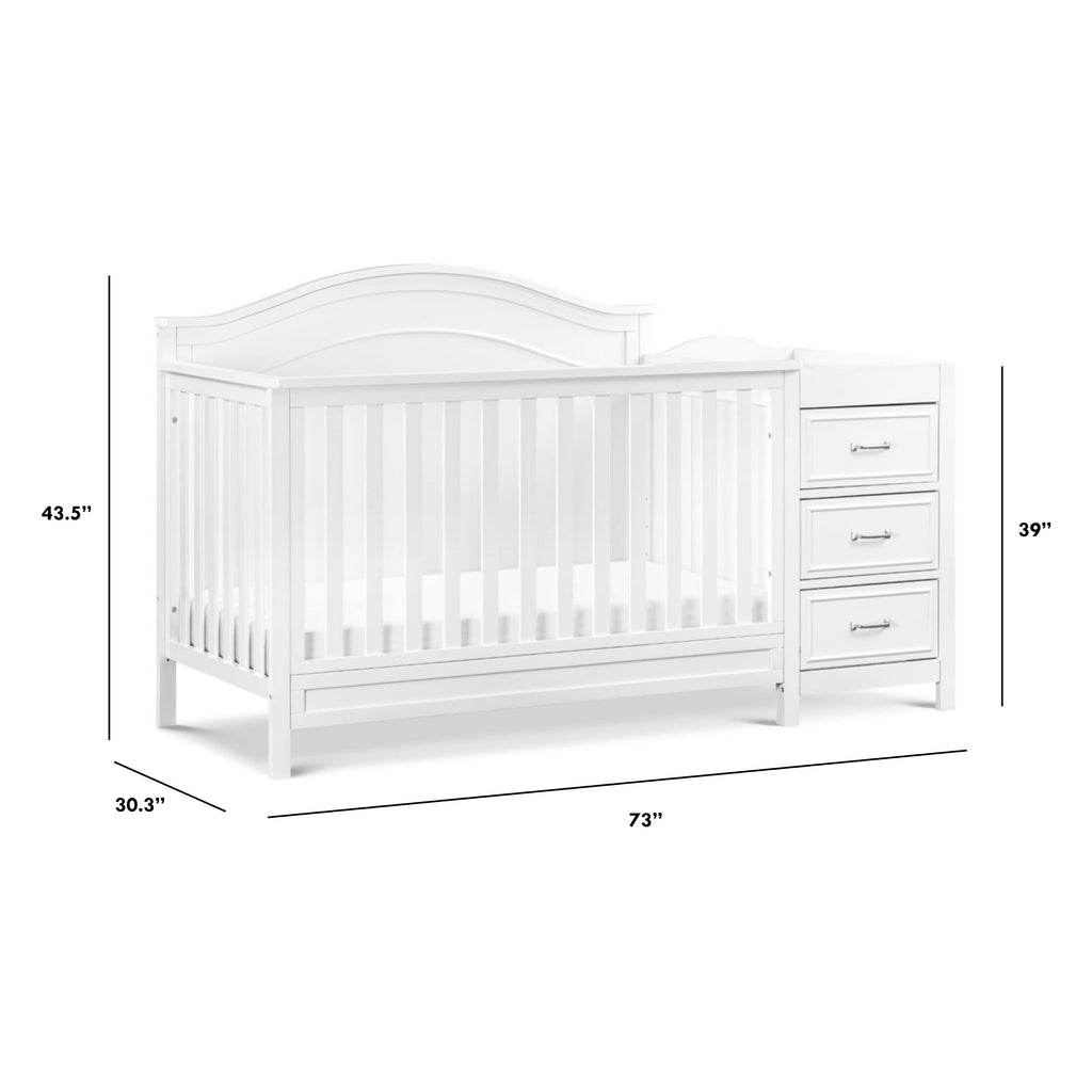 Charlie 4-in-1 Convertible Baby Crib with Changing Table - Nursery Furniture Set for Newborn to Toddler | Perfect for Small Spaces & Modern Nurseries