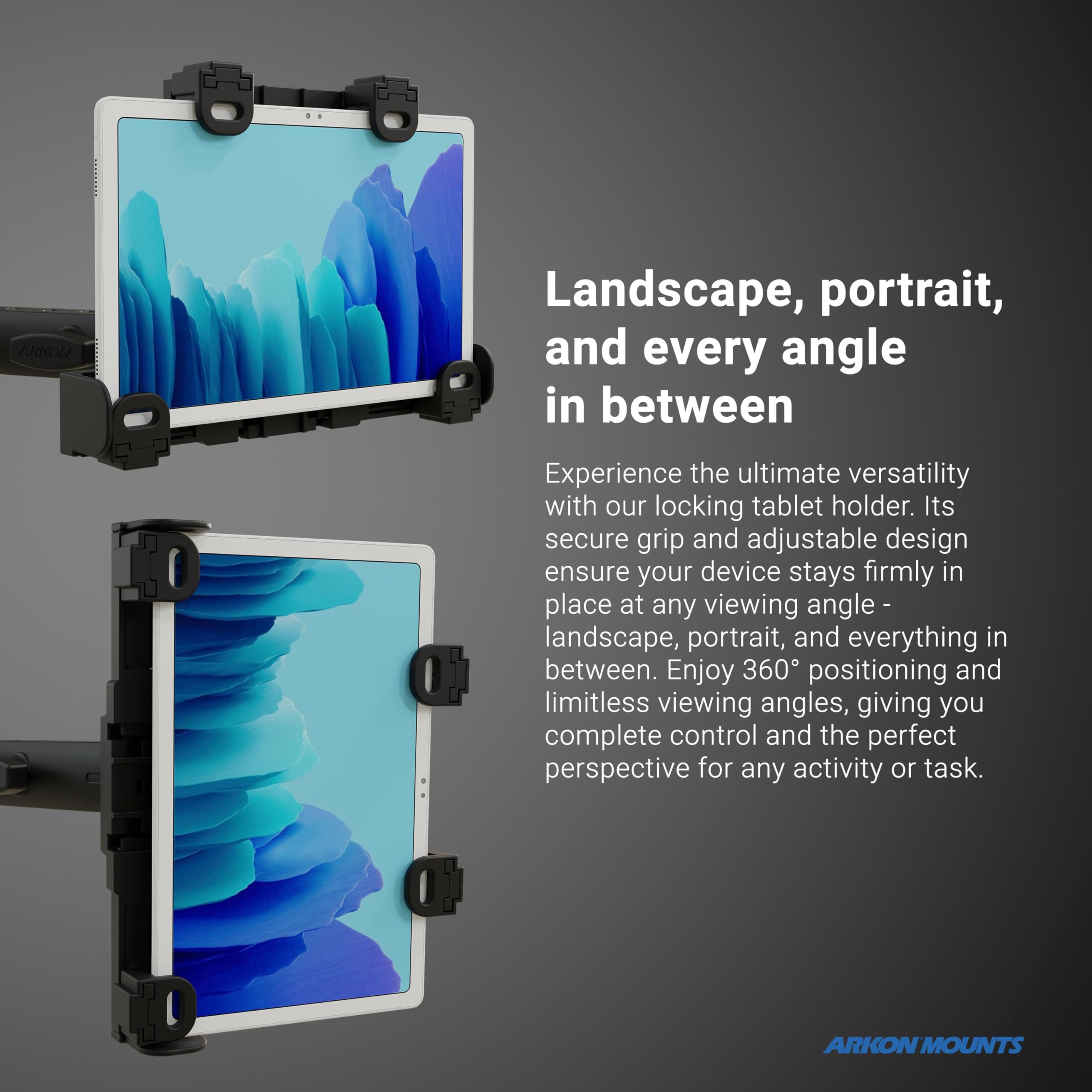 ARKON Forklift Locking Tablet Mount - Adjustable 8.5-inch Shaft Arm for iPad & Samsung Tablets | Secure & Easy Installation | Durable Warehouse Vehicle Accessory | Perfect for Inventory Management & Logistics Operations