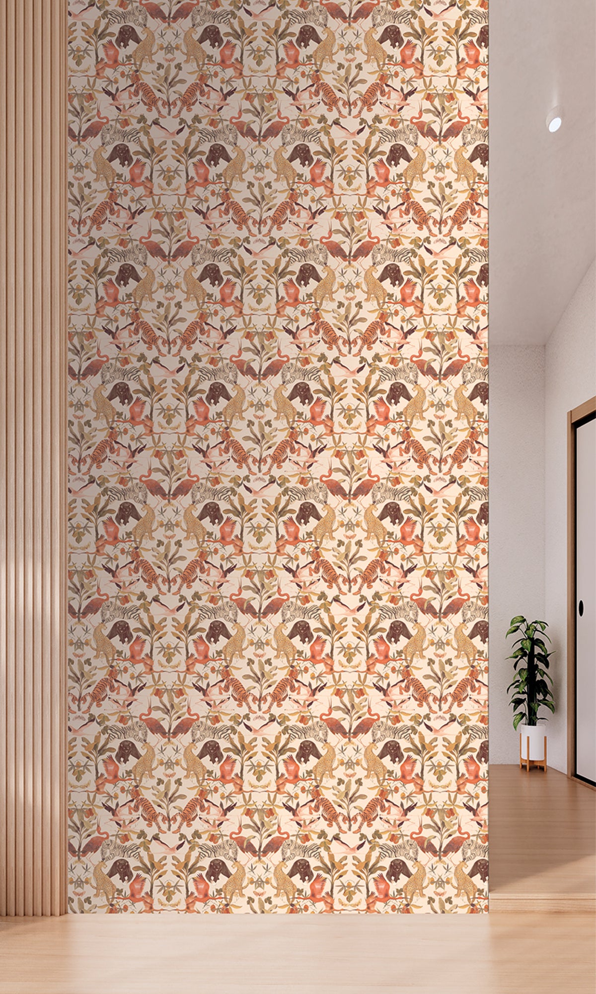 Magic Animals Botanical Wallpaper - Cream Floral Design (RM9016) for Nursery, Kids Room & Playroom Decor