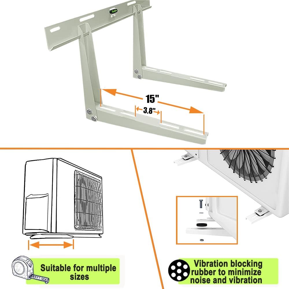 Heavy Duty Outdoor Wall Mounting Bracket for Mini Split AC - Supports 265Lbs & 9000-18000 BTU Condenser - Universal HVAC Installation Kit for Ductless Heat Pump Systems (Perfect for Home, Office & Garage Cooling Solutions)