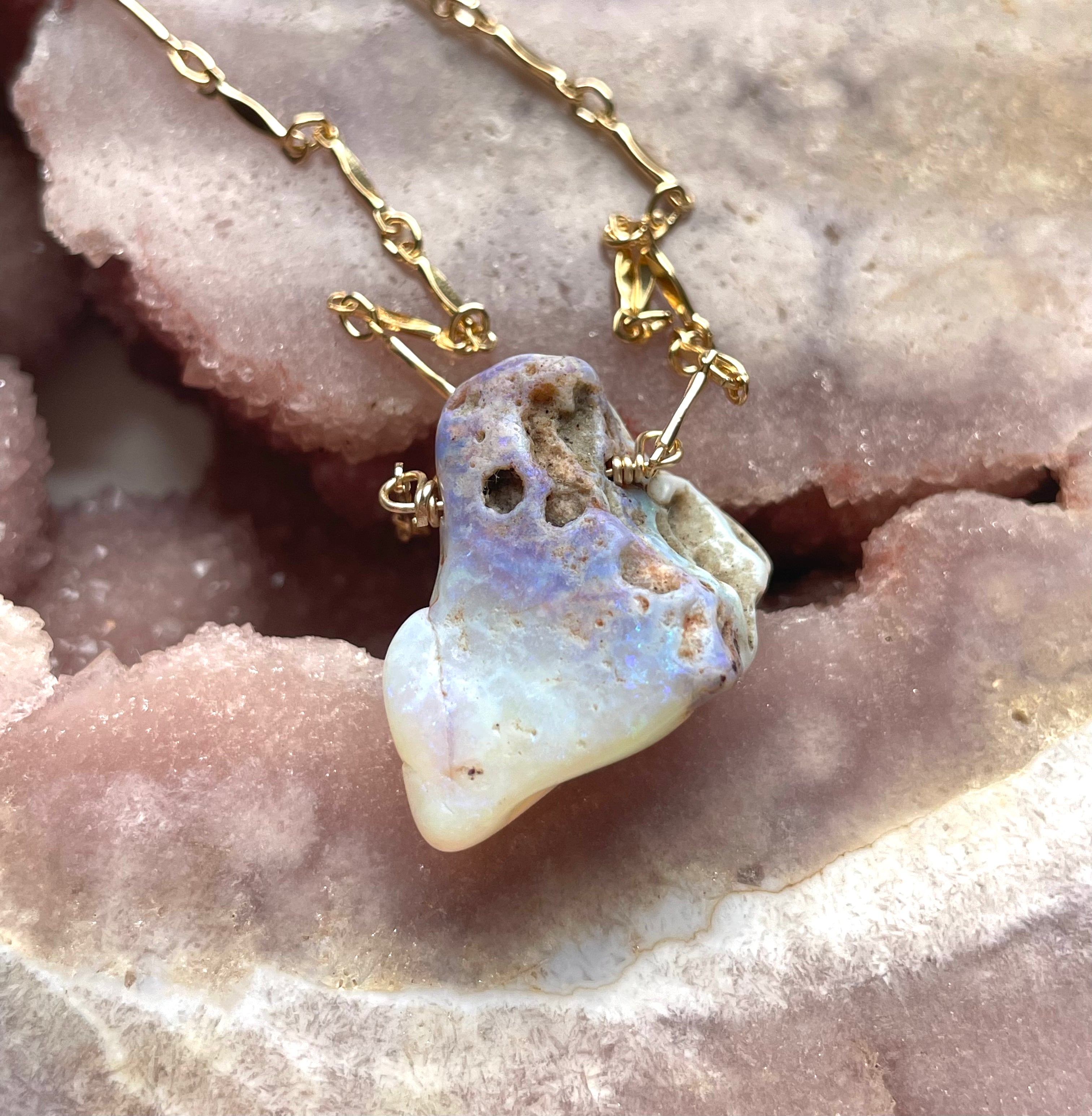 Genuine Australian Opal Necklace - Natural Raw Opal Jewelry for Women - Perfect for Weddings, Parties & Special Occasions