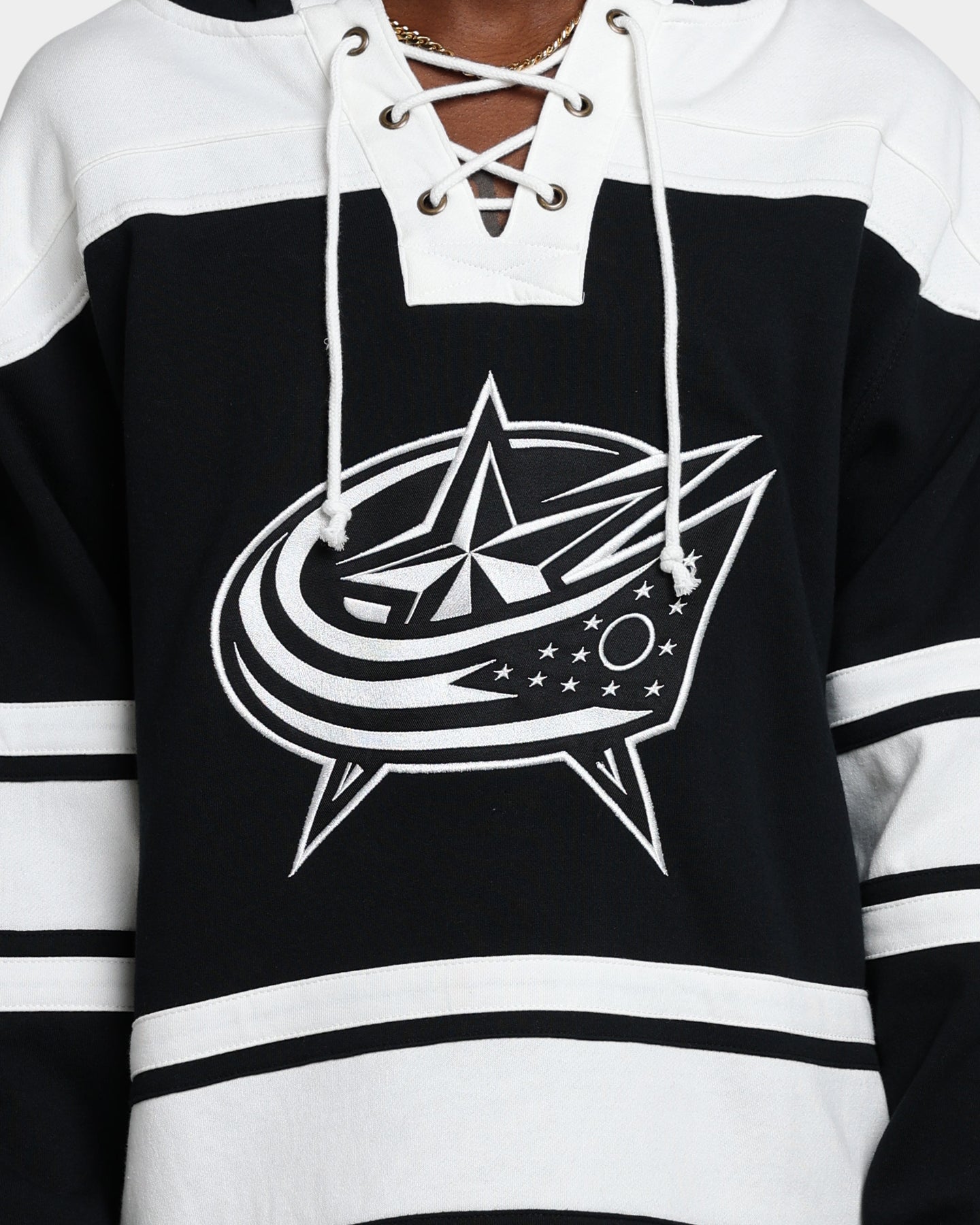 47 Brand Columbus Blue Jackets Superior Lacer Hoodie - Jet Black - Men's Pullover Sweatshirt for Casual Wear & Sports Fans