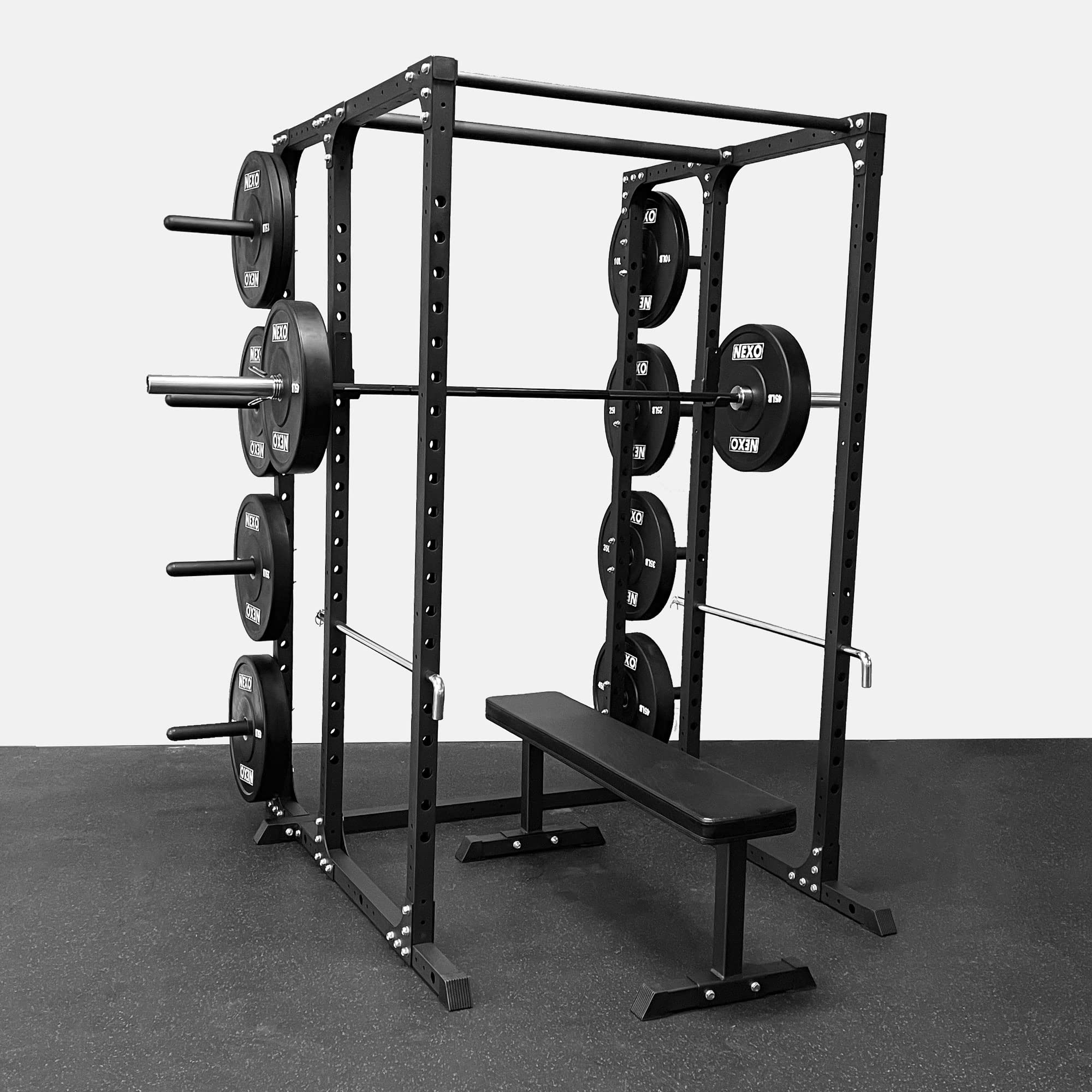 NEXO Matte Black Rubber Bumper Plates - Premium Cross Training Weight Plates Set for Home Gym, CrossFit & Weightlifting - Durable Rubber Coated Olympic Plates for Deadlifts, Squats & Strength Training