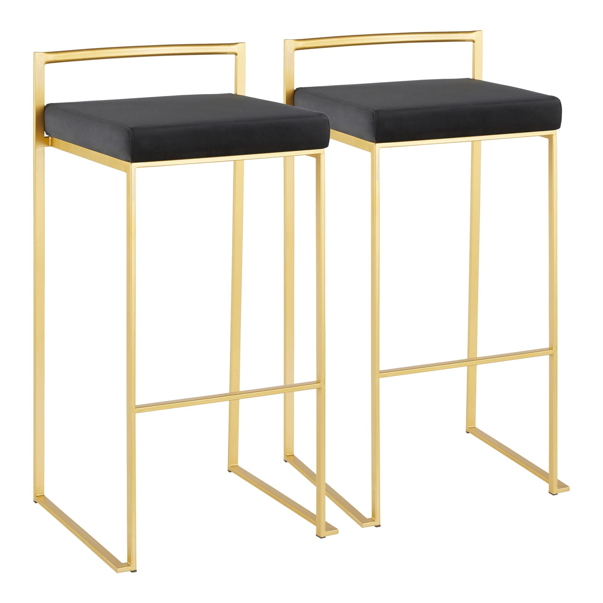 Fuji Stacker Bar Stool Set of 2 - Modern Counter Height Bar Chairs for Kitchen Island, Dining & Pub Use - Durable & Space-Saving Bar Stools for Home & Commercial Settings