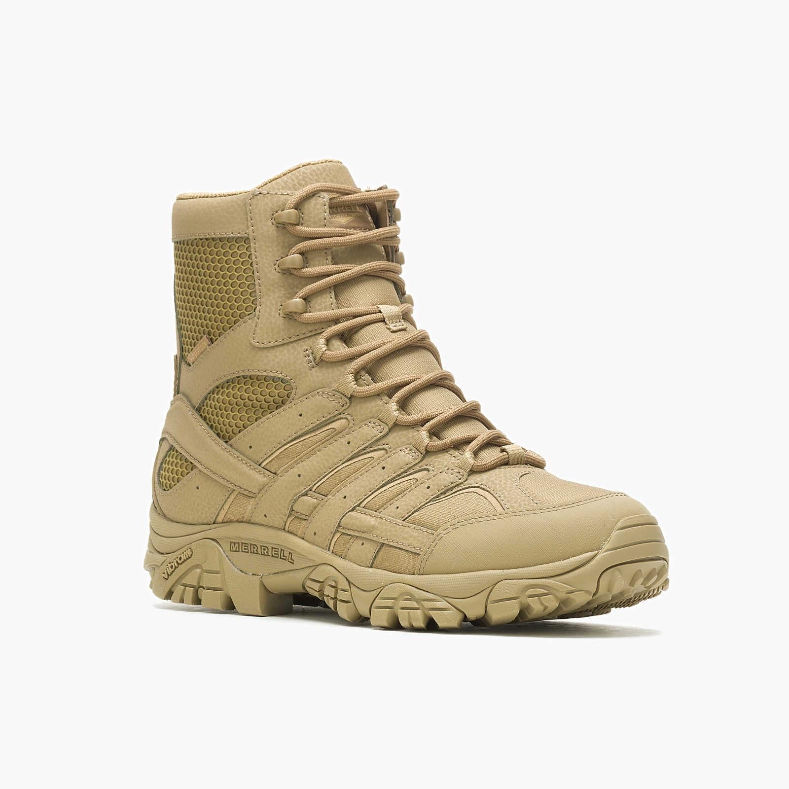Moab 2 8 Men's Tactical Work Boots Waterproof - Coyote Brown for Outdoor Hiking, Construction & Military Use
