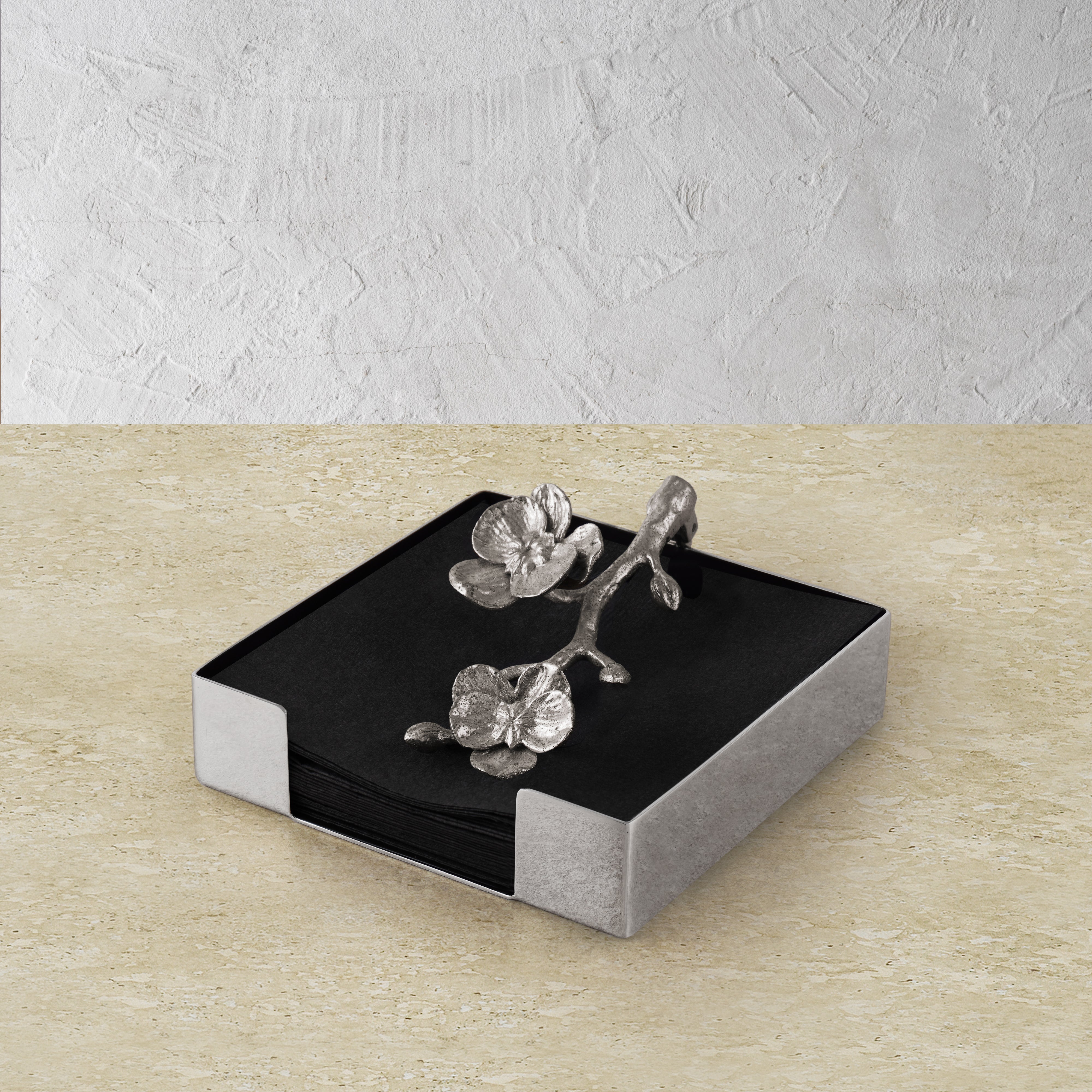 Elegant White Orchid Napkin Holder for Dining Table Decor - Perfect for Weddings, Parties & Home Decor