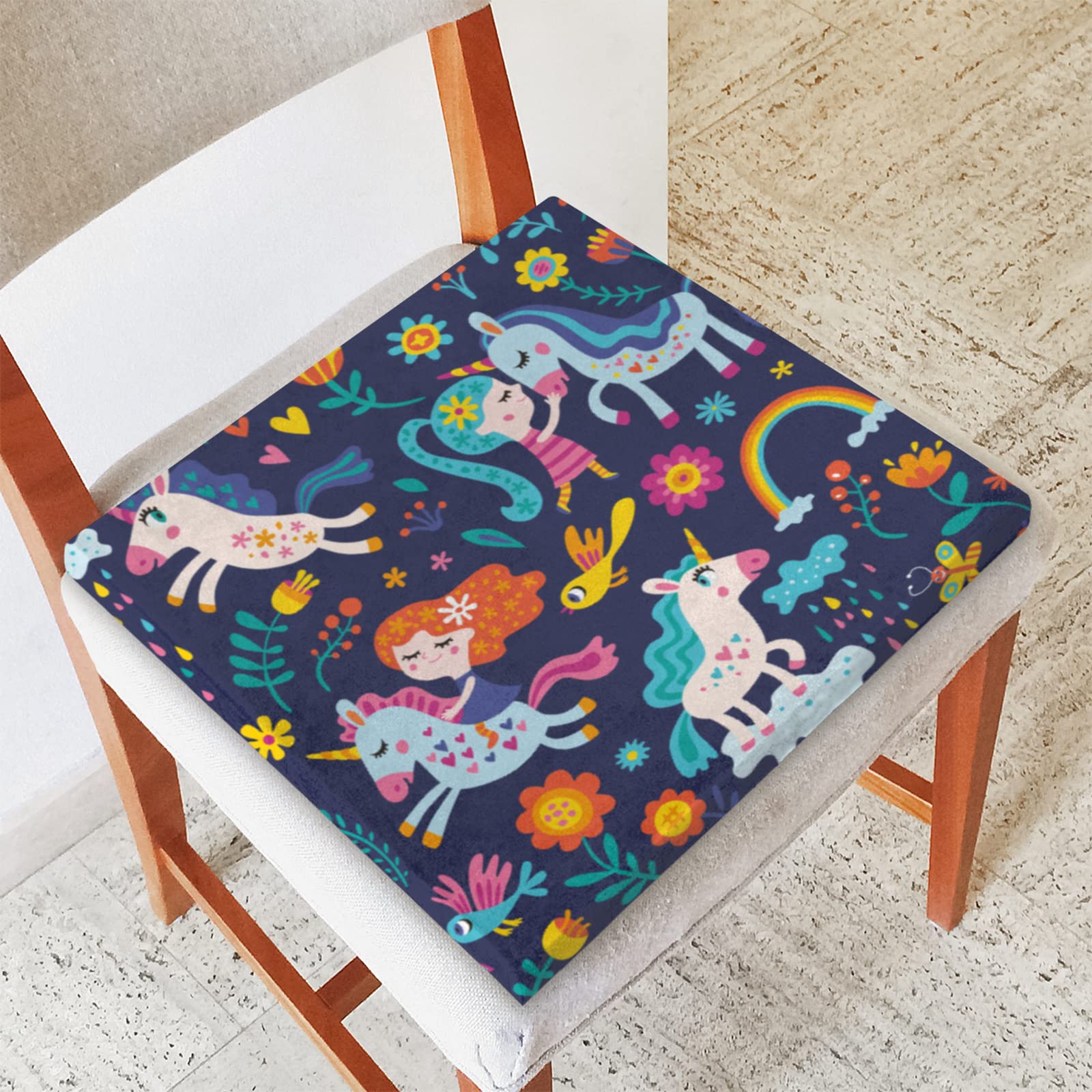 6-Piece Detachable Non-Slip Chair Cushions Set - 16x16 Inch Soft Padded Foam Seat Cushions for Dining, Kitchen & Garden Chairs - Dream Girl Color Collection - Perfect for Home Decor, Indoor & Outdoor Use