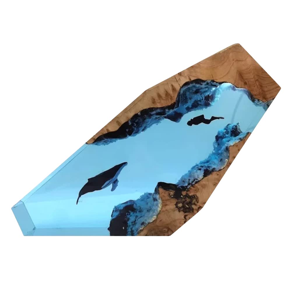 Kedejin Creative Epoxy Resin Wood LED Night Light - Large Diver & Humpback Whale Design, Deep Sea Cave Diving Theme - Perfect for Bedroom, Nursery, Home Decor and Gift Giving