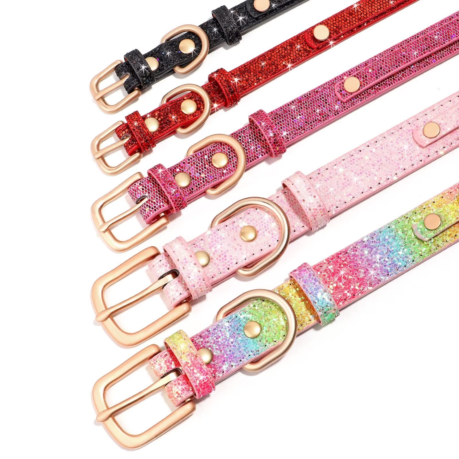 Custom Personalized Glitter Dog Collar with Rhinestones - PU Leather Pet Collar with Name Tag for Small & Medium Dogs & Cats (Black, Medium) - Perfect for Pet Birthdays, Weddings & Special Occasions