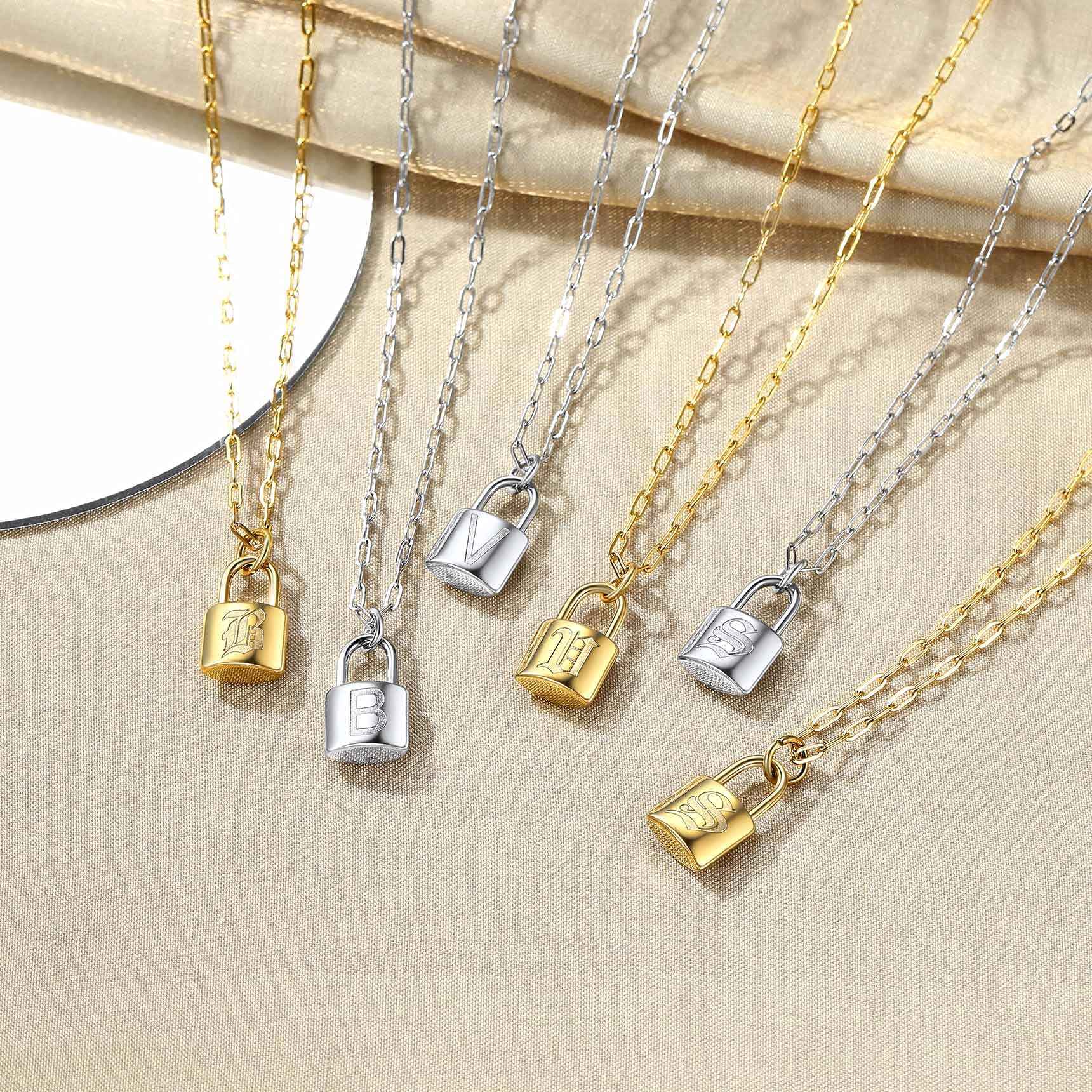 Dainty Initial Necklace for Women - Hypoallergenic Stainless Steel & Gold Paperclip Chain with Padlock Pendant - Minimalist Layered Jewelry Gift for Her - Perfect for Everyday Wear, Date Nights, and Special Occasions